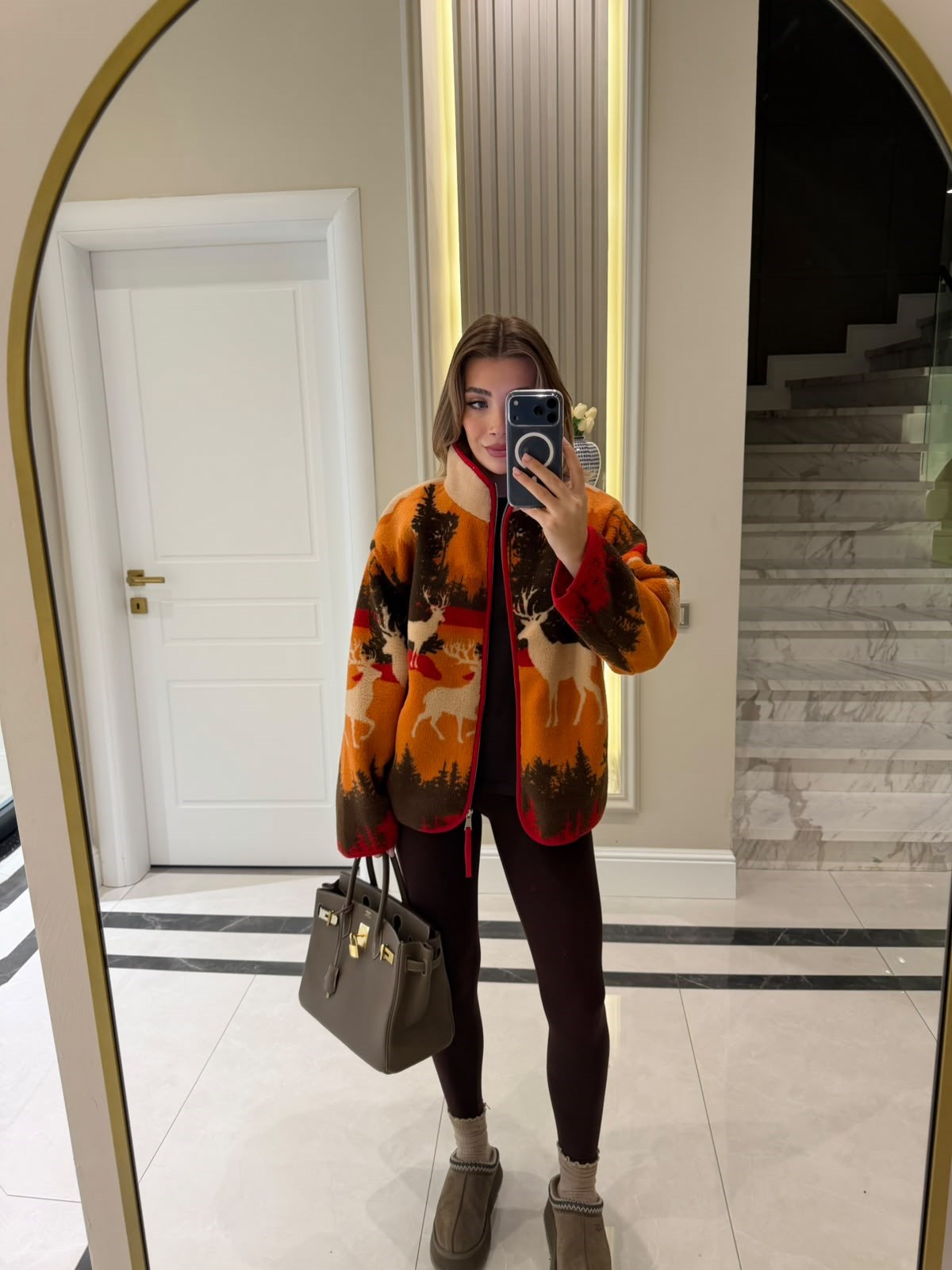 Desenli  Fermuarlı Sweatshirt 