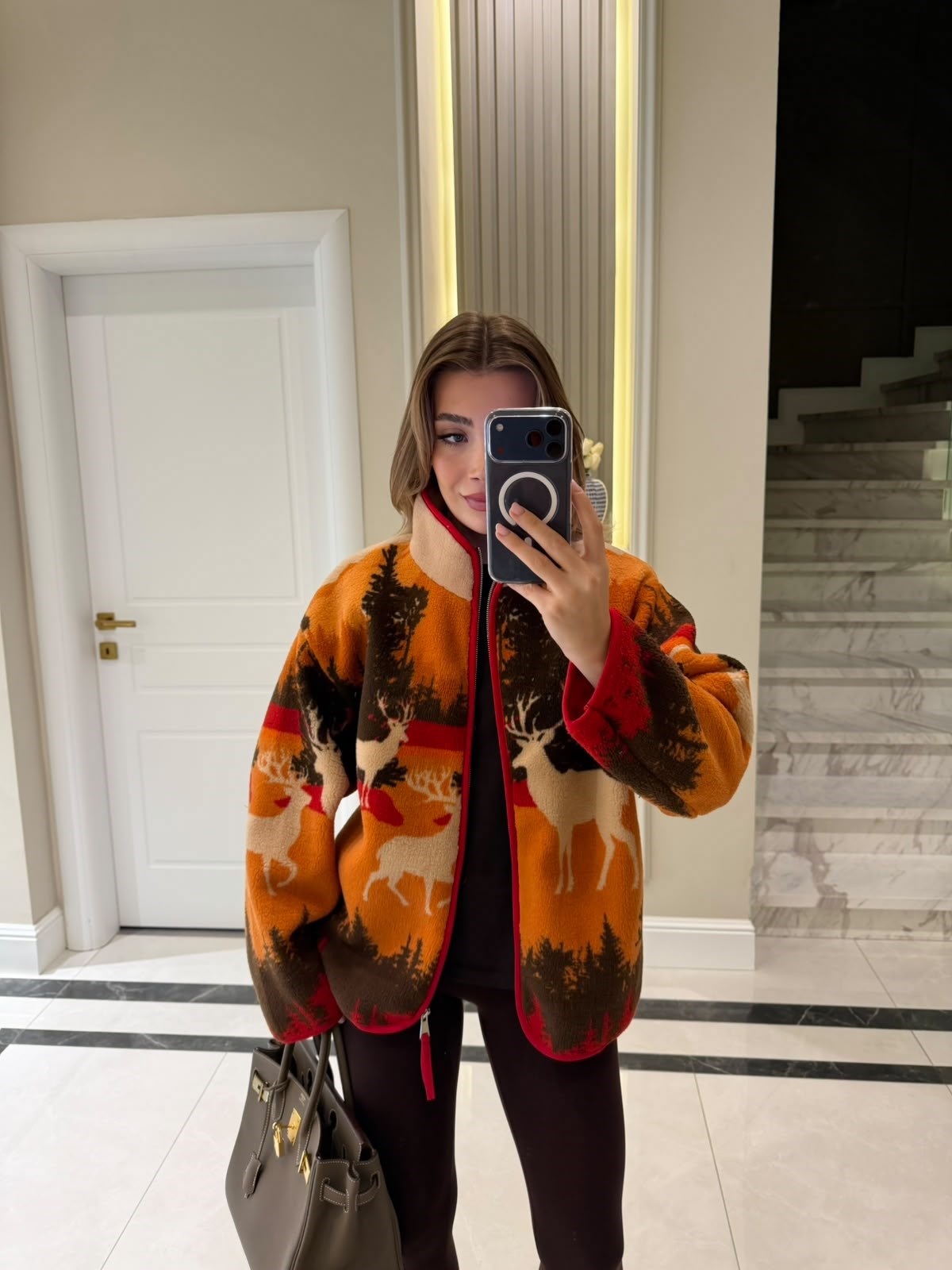 Desenli  Fermuarlı Sweatshirt 