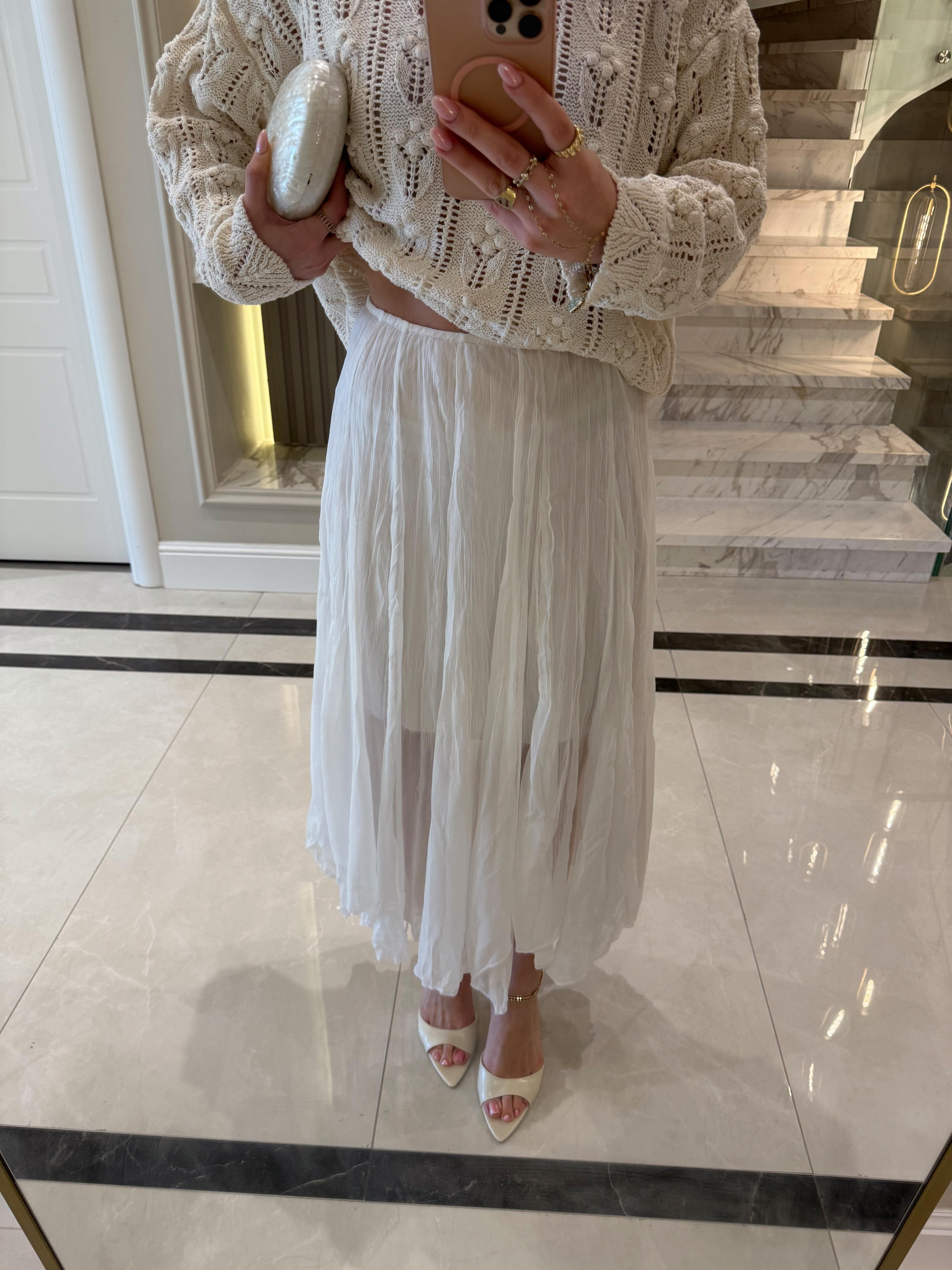 Ekru  Kraşlı Etek QS -251048