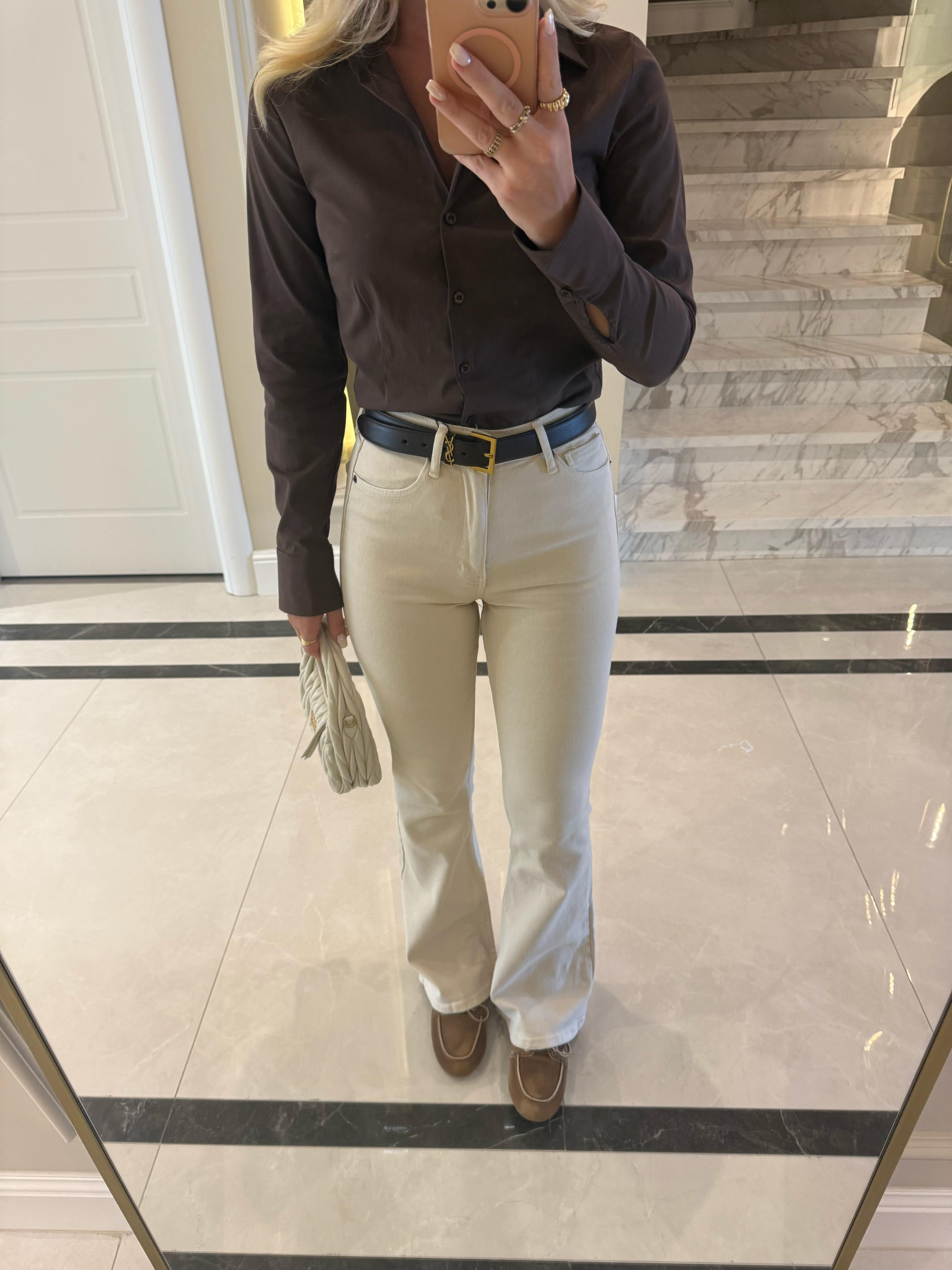 Ekru Natural Orj Marka İspanyol Paça Jean