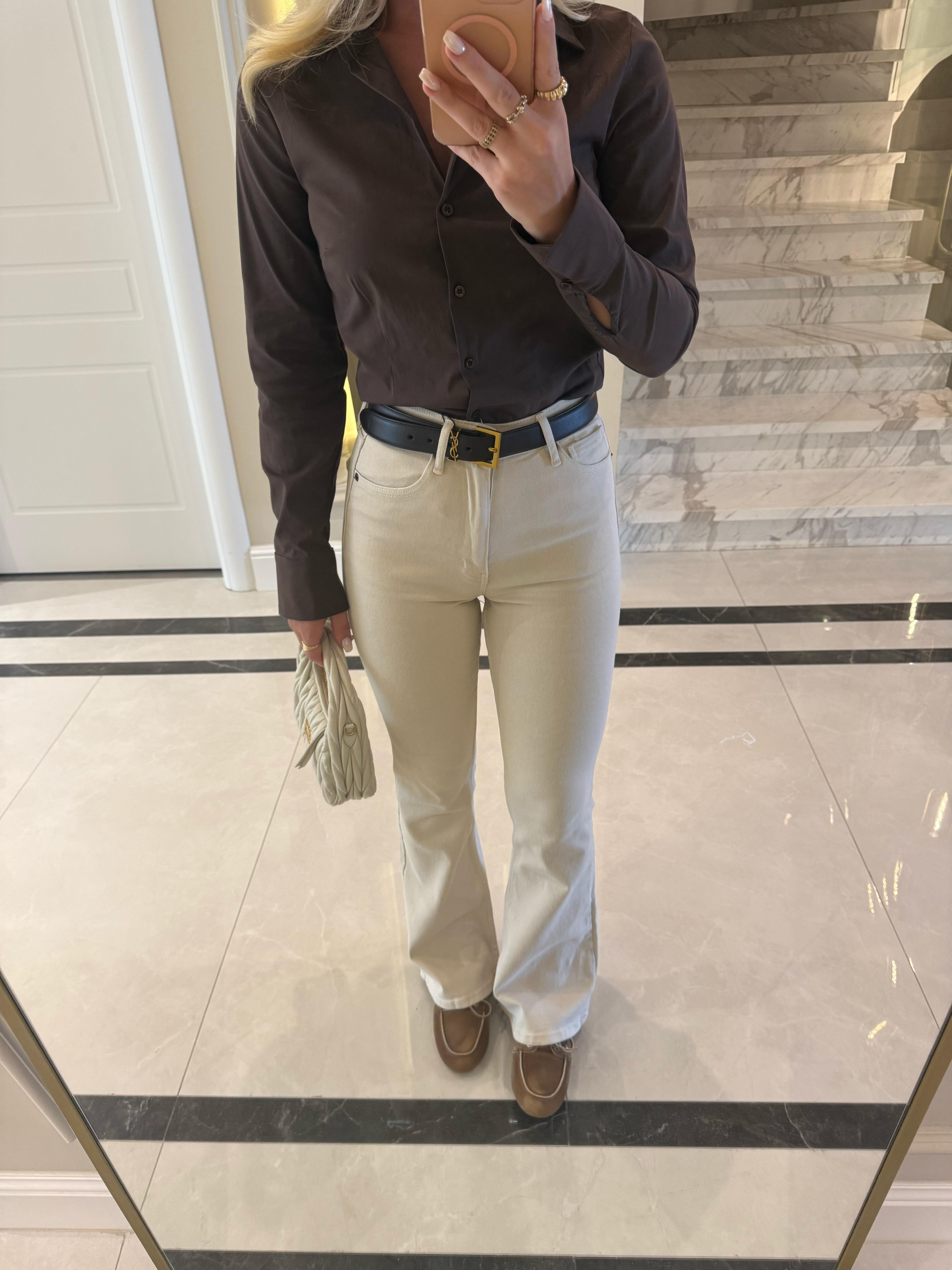 Ekru Natural Orj Marka İspanyol Paça Jean