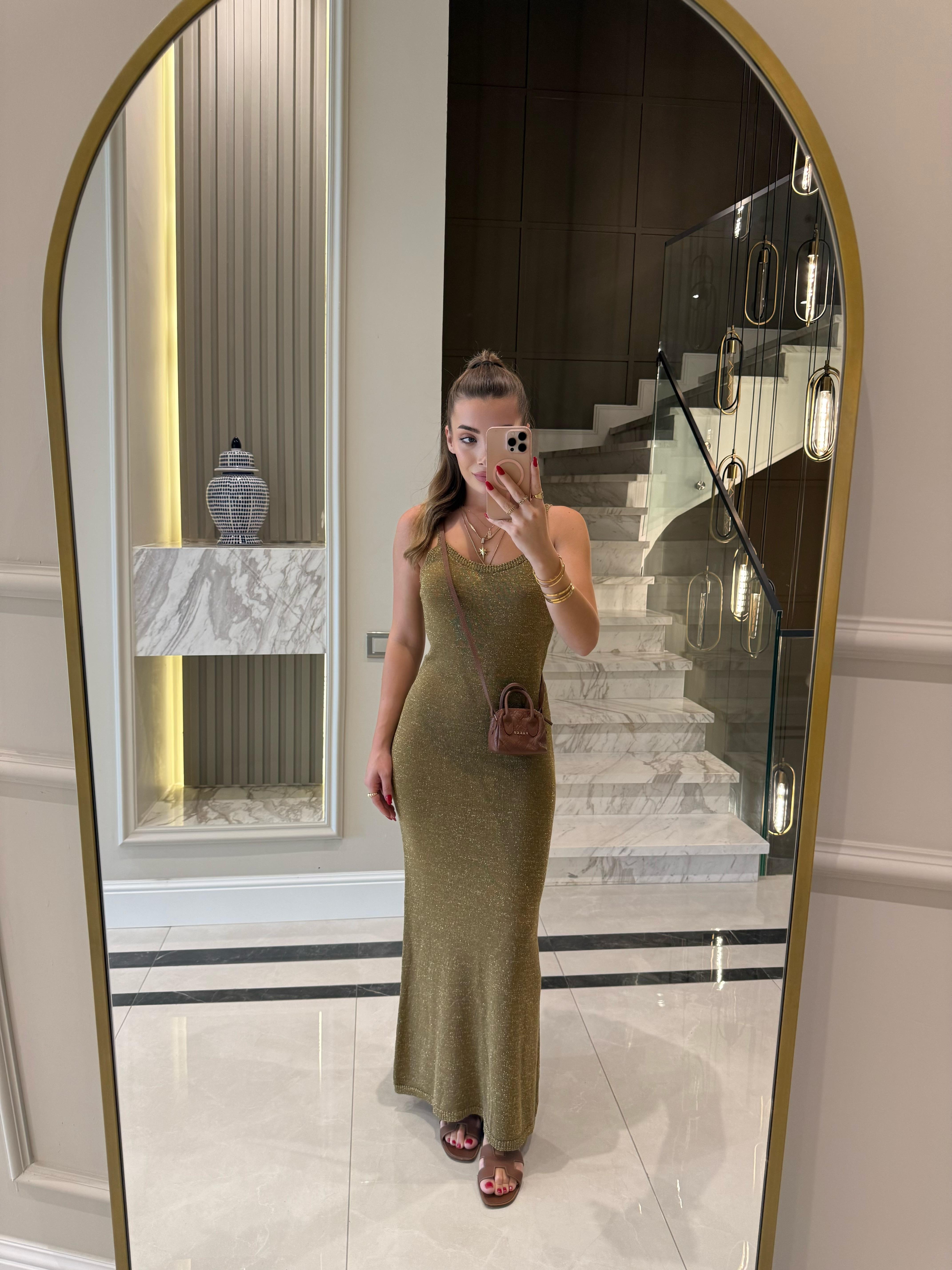 Elite İplik Gold Simli Elbise 