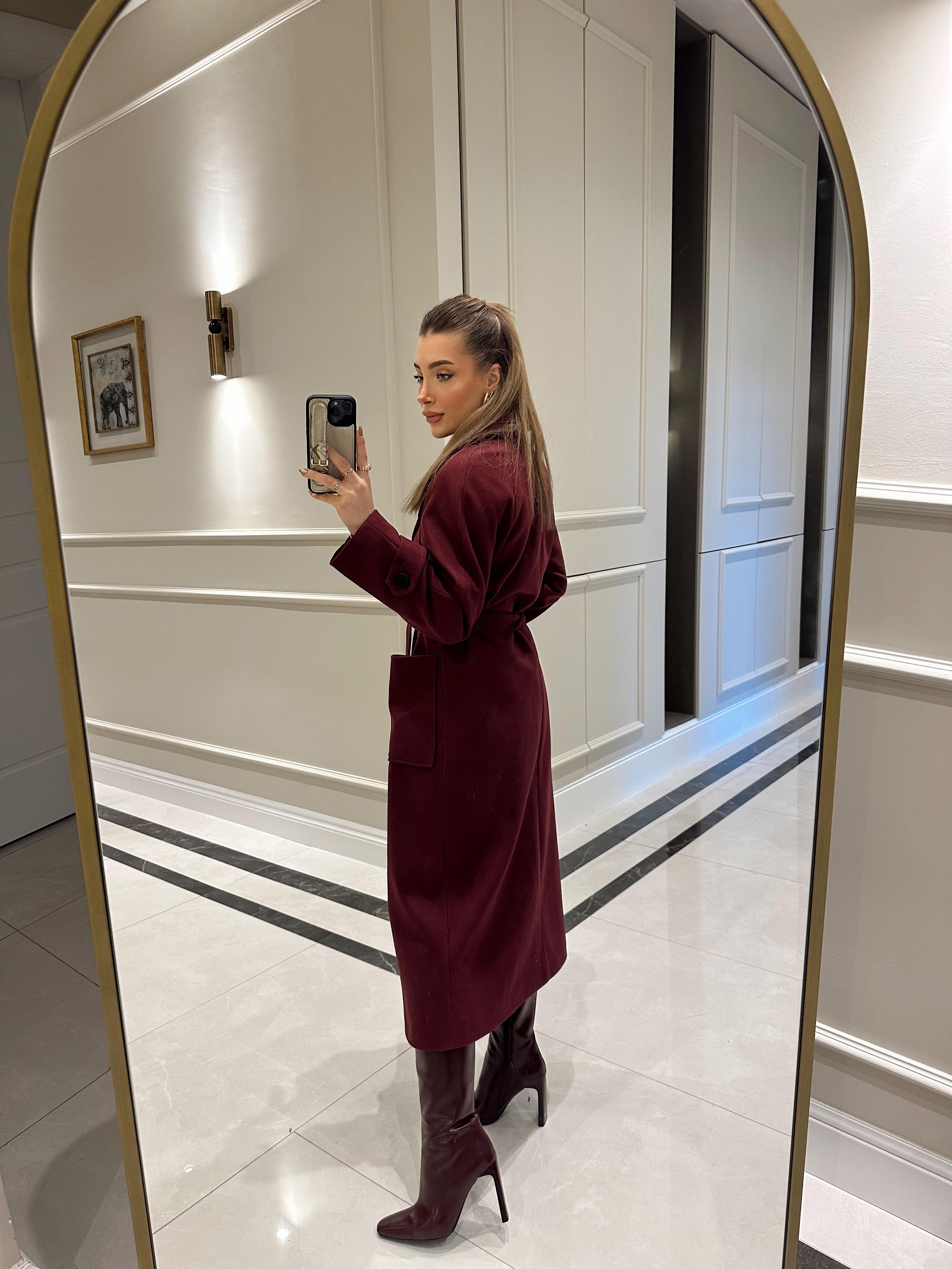 Fw - Premium Bordo Kaşe Kaban 