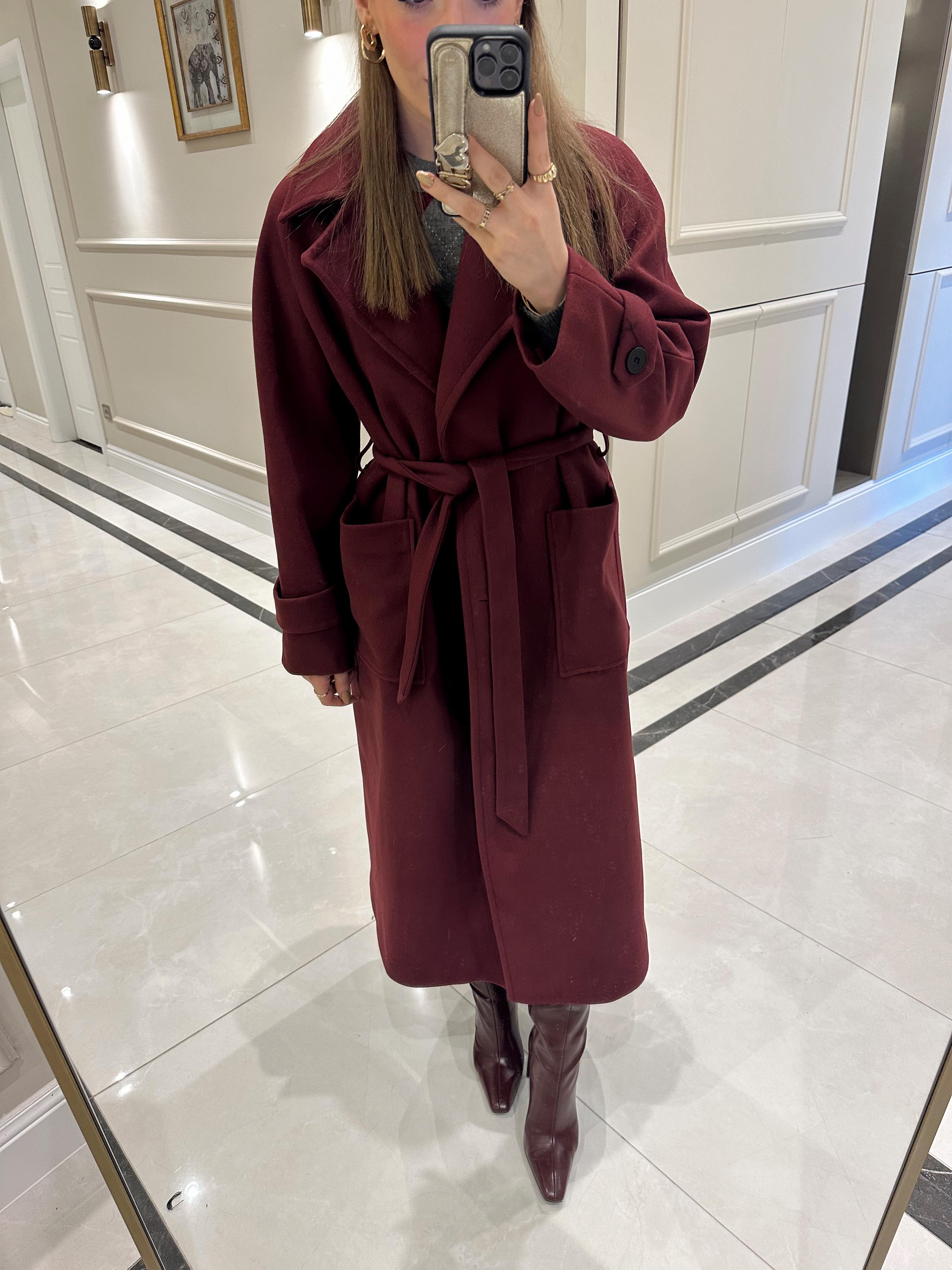 Fw - Premium Bordo Kaşe Kaban 