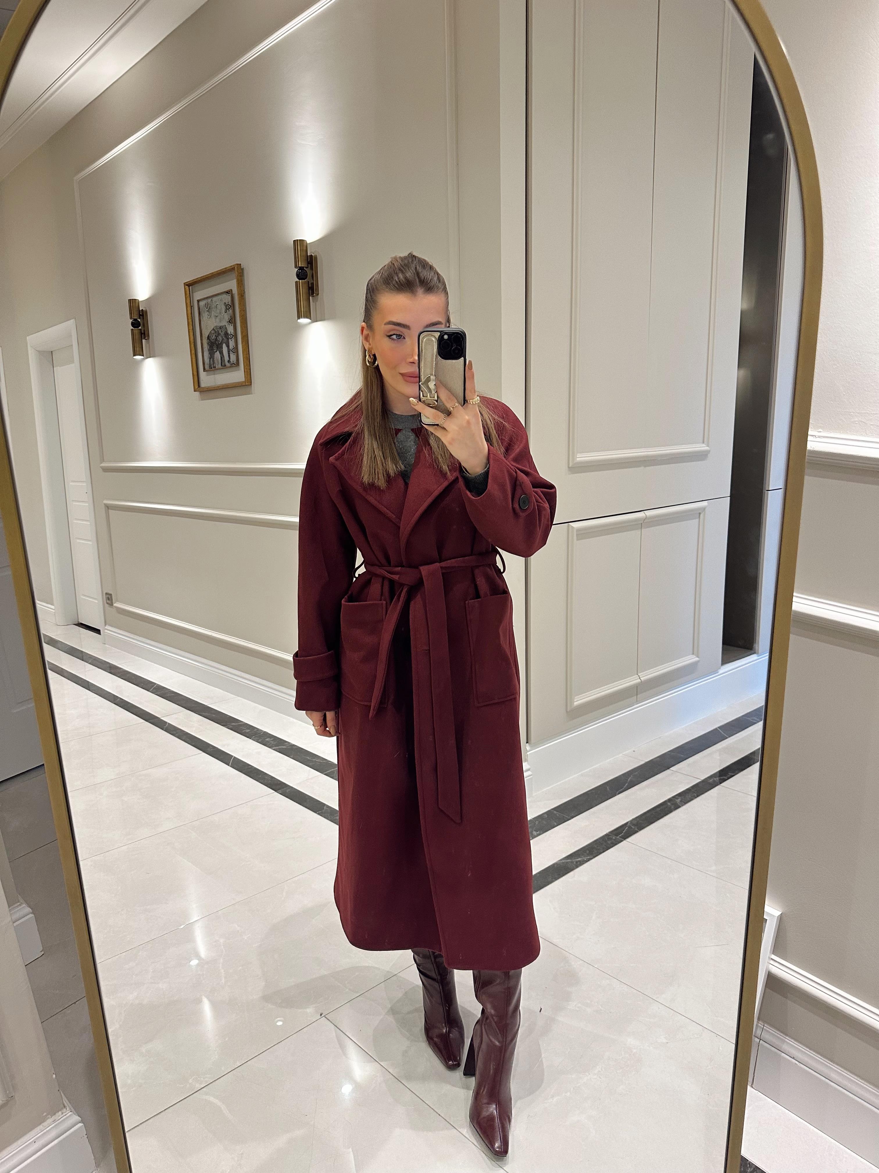 Fw - Premium Bordo Kaşe Kaban 