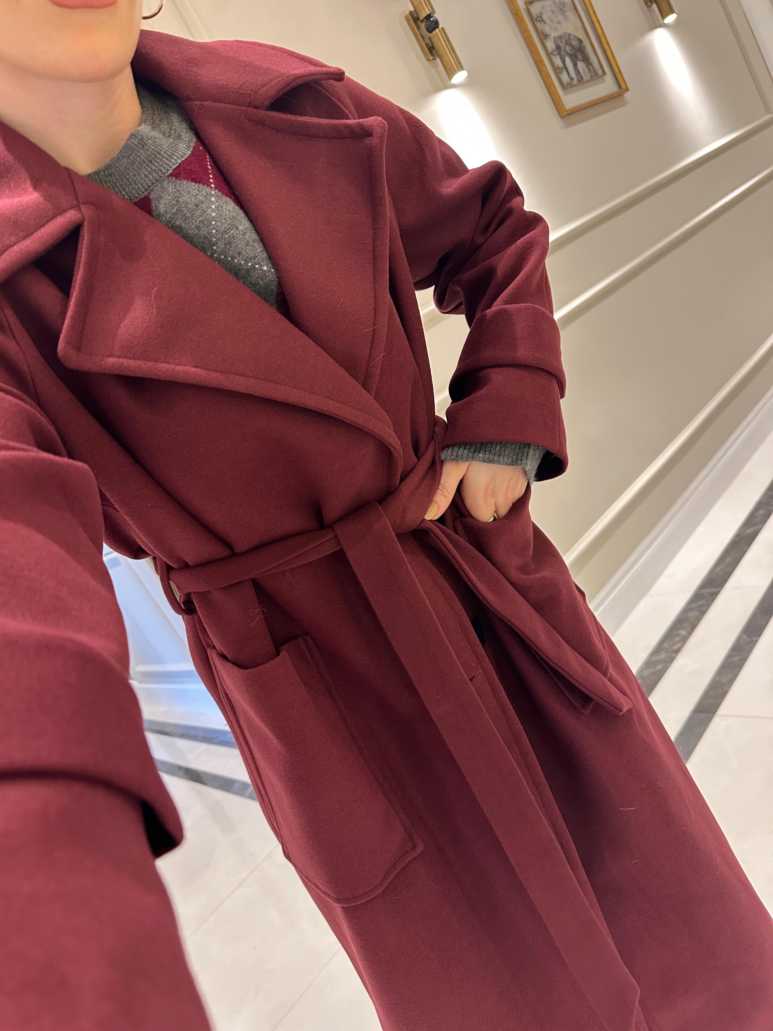 Fw - Premium Bordo Kaşe Kaban 