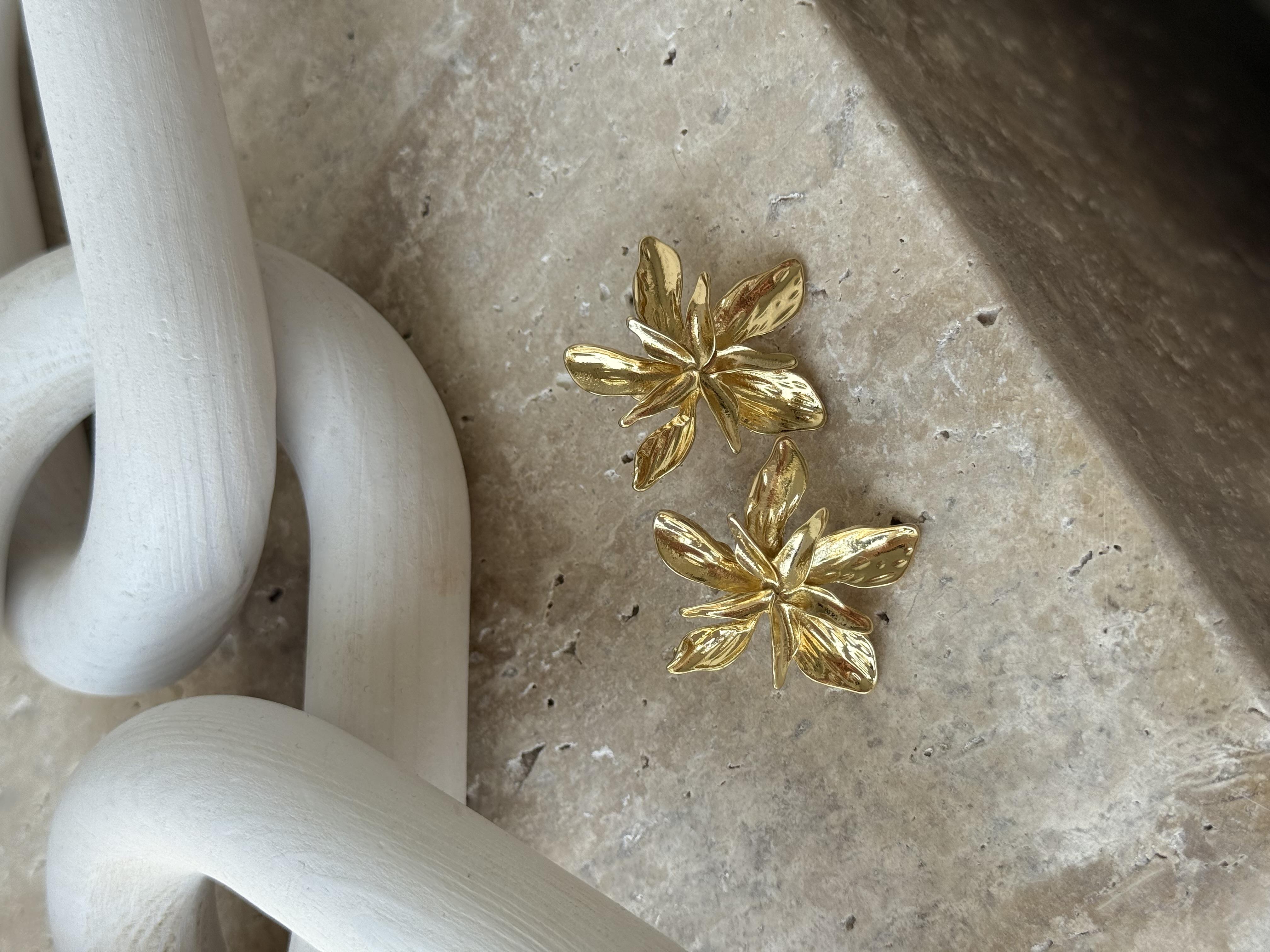 Gold  Mini Çiçek Küpe
