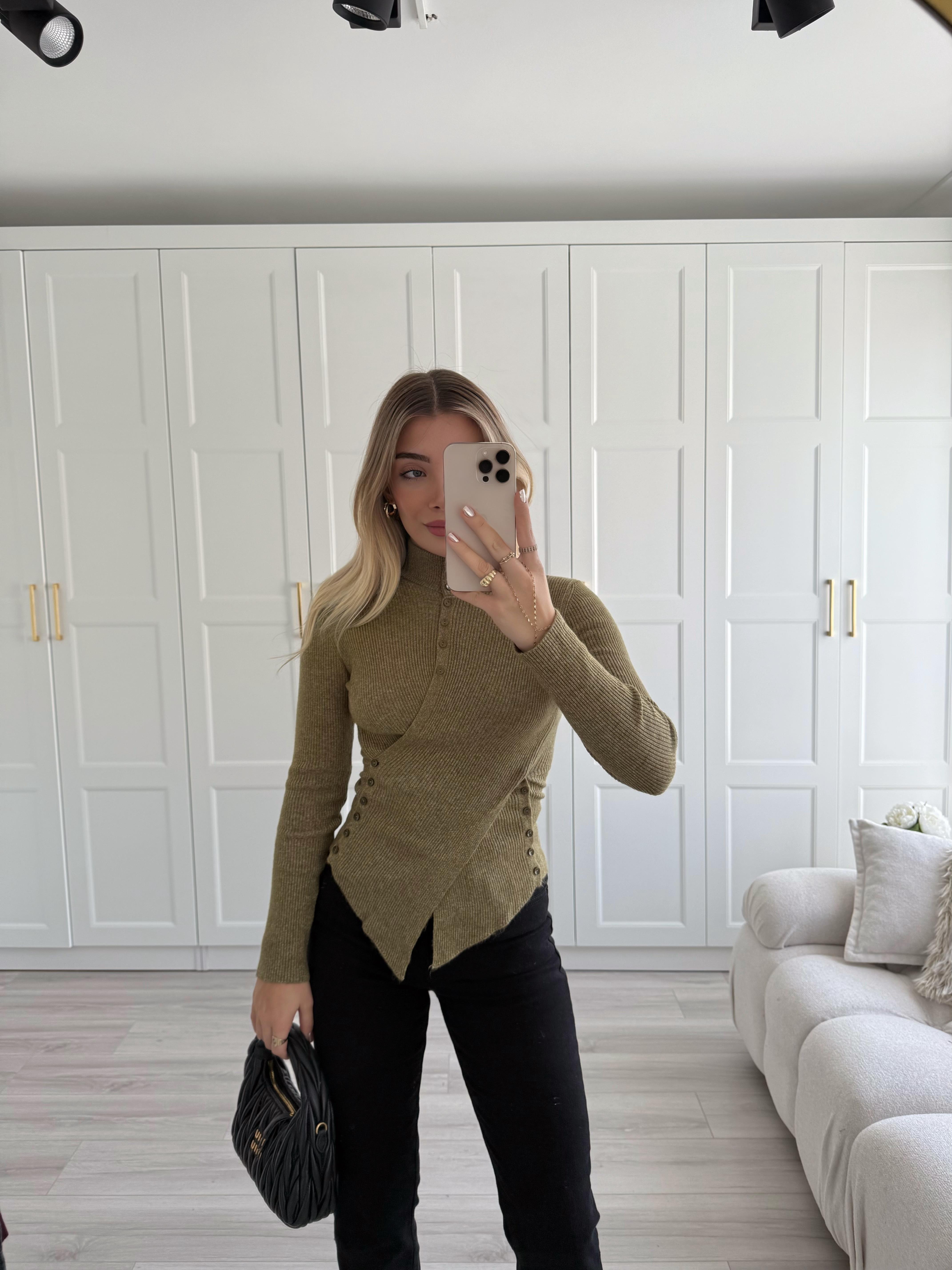 Haki Düğmeli Anvelop Triko-1027