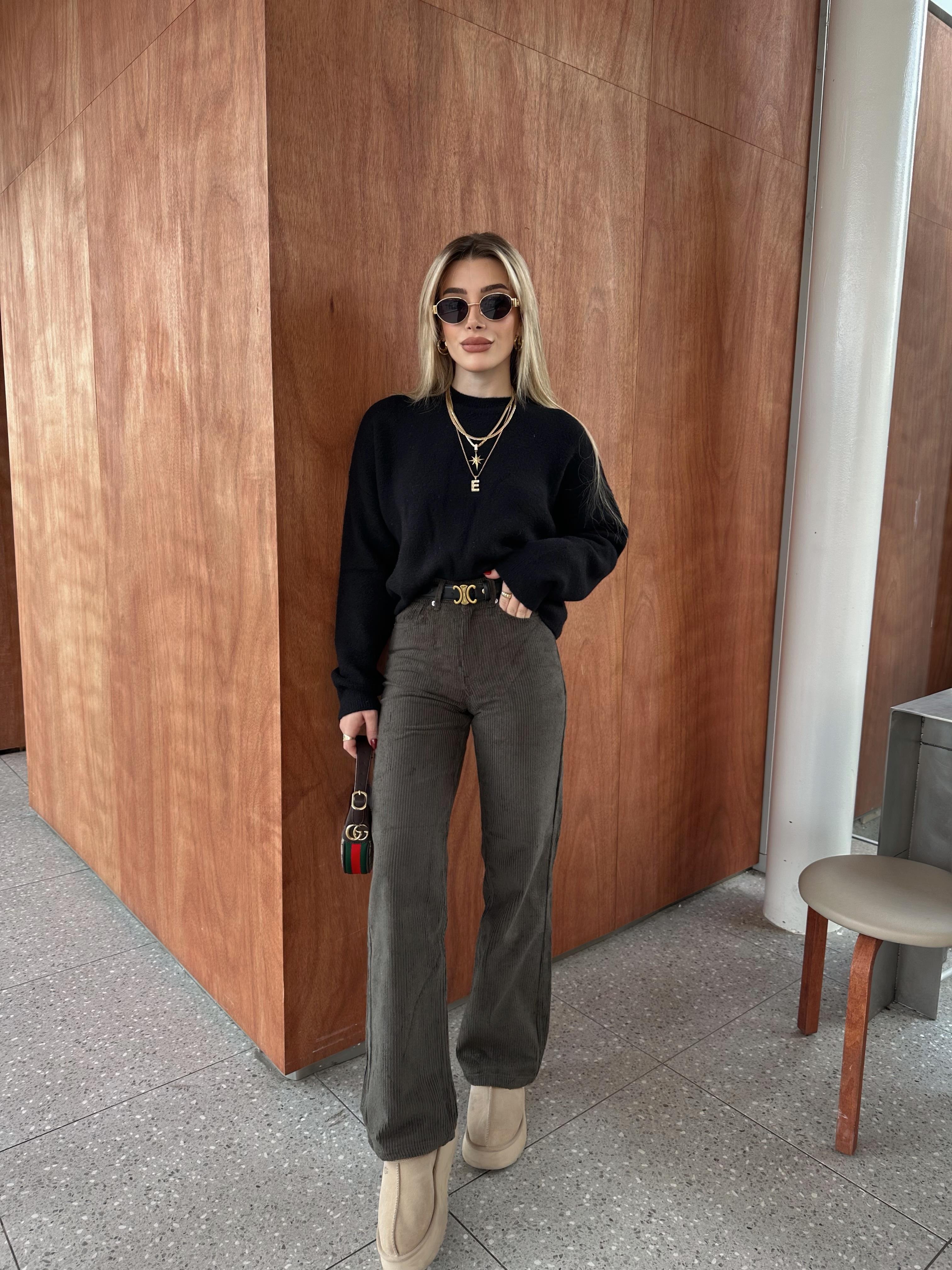 Haki Fitilli Kadife Pantolon ZR