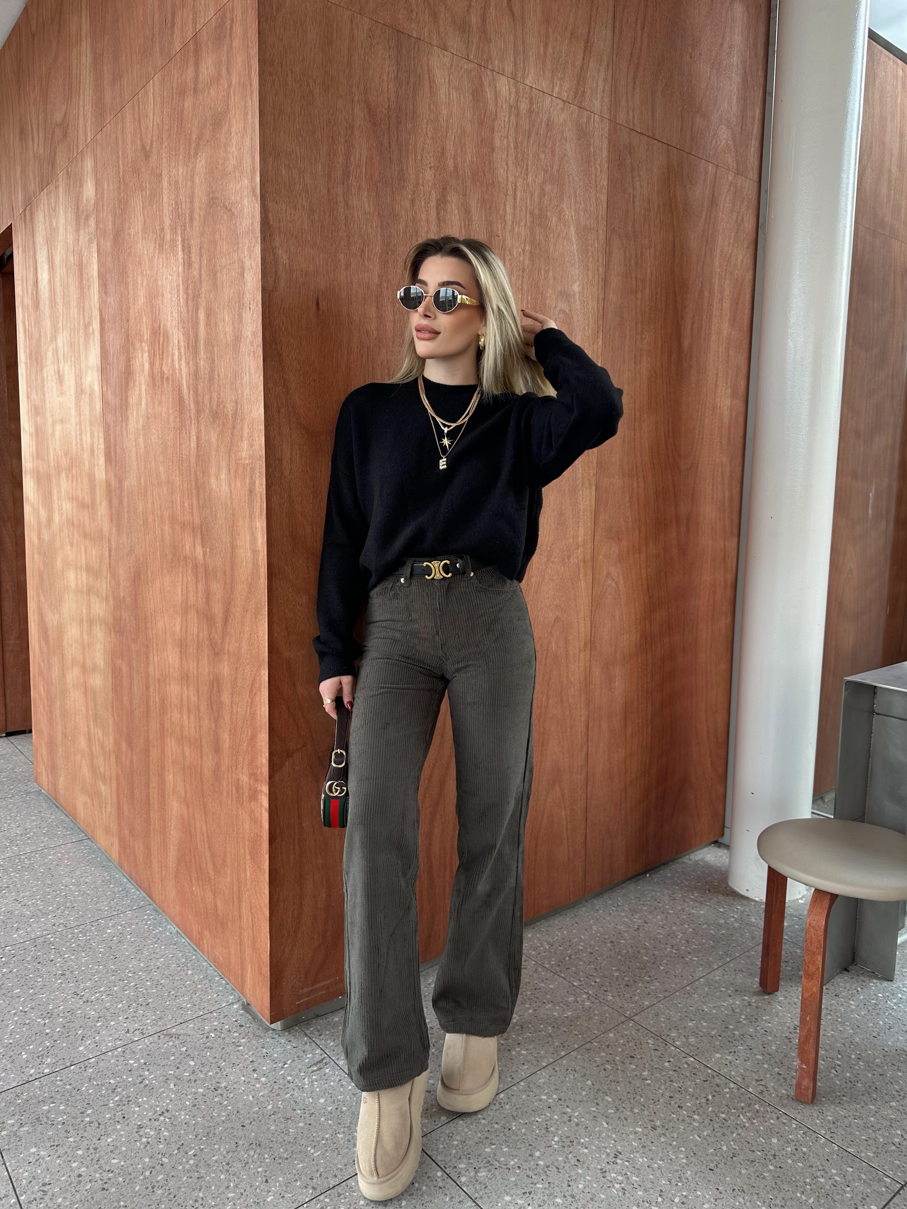 Haki Fitilli Kadife Pantolon ZR