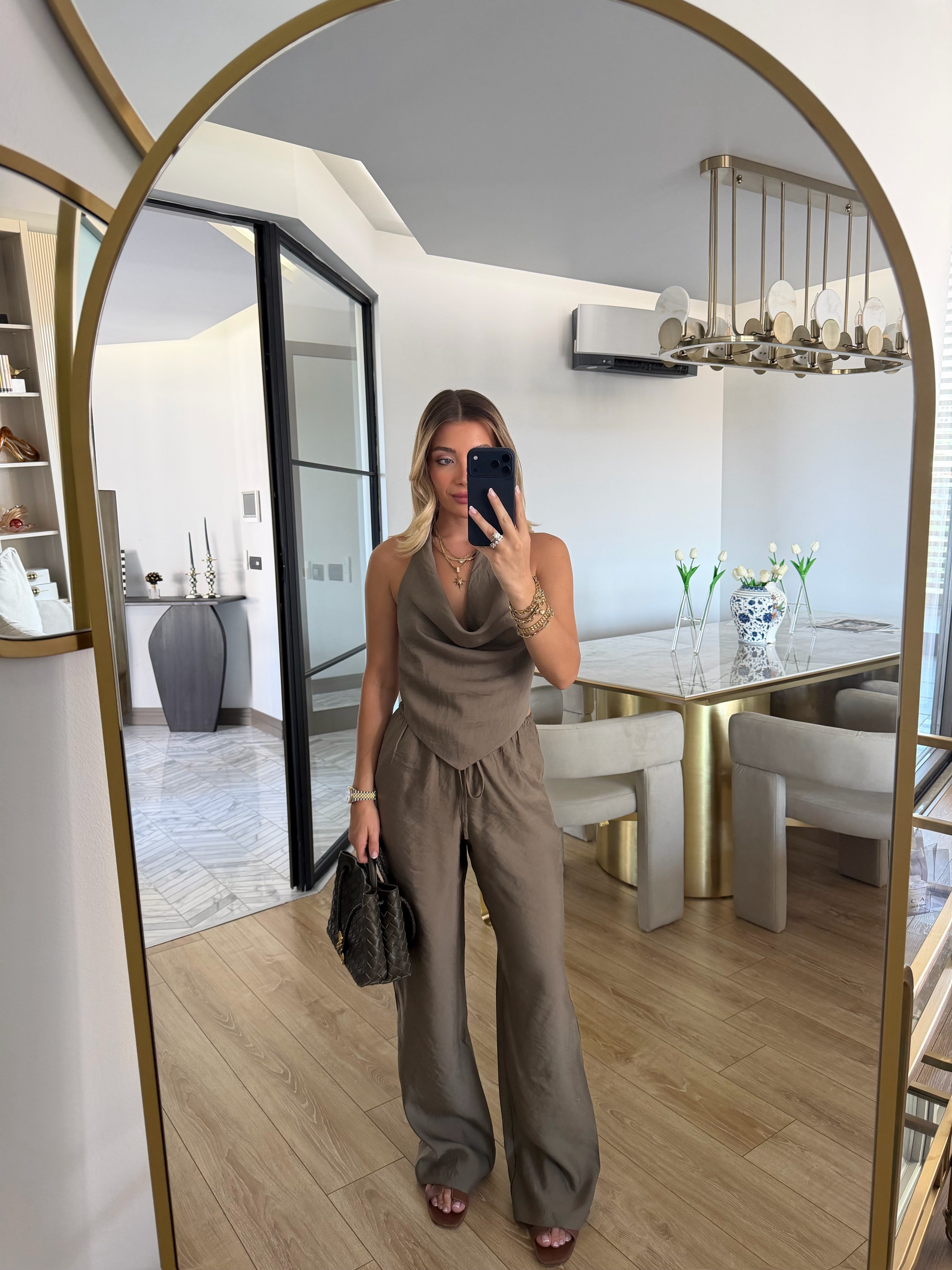 Haki Palazzo Sırt Detaylı Takım - FK