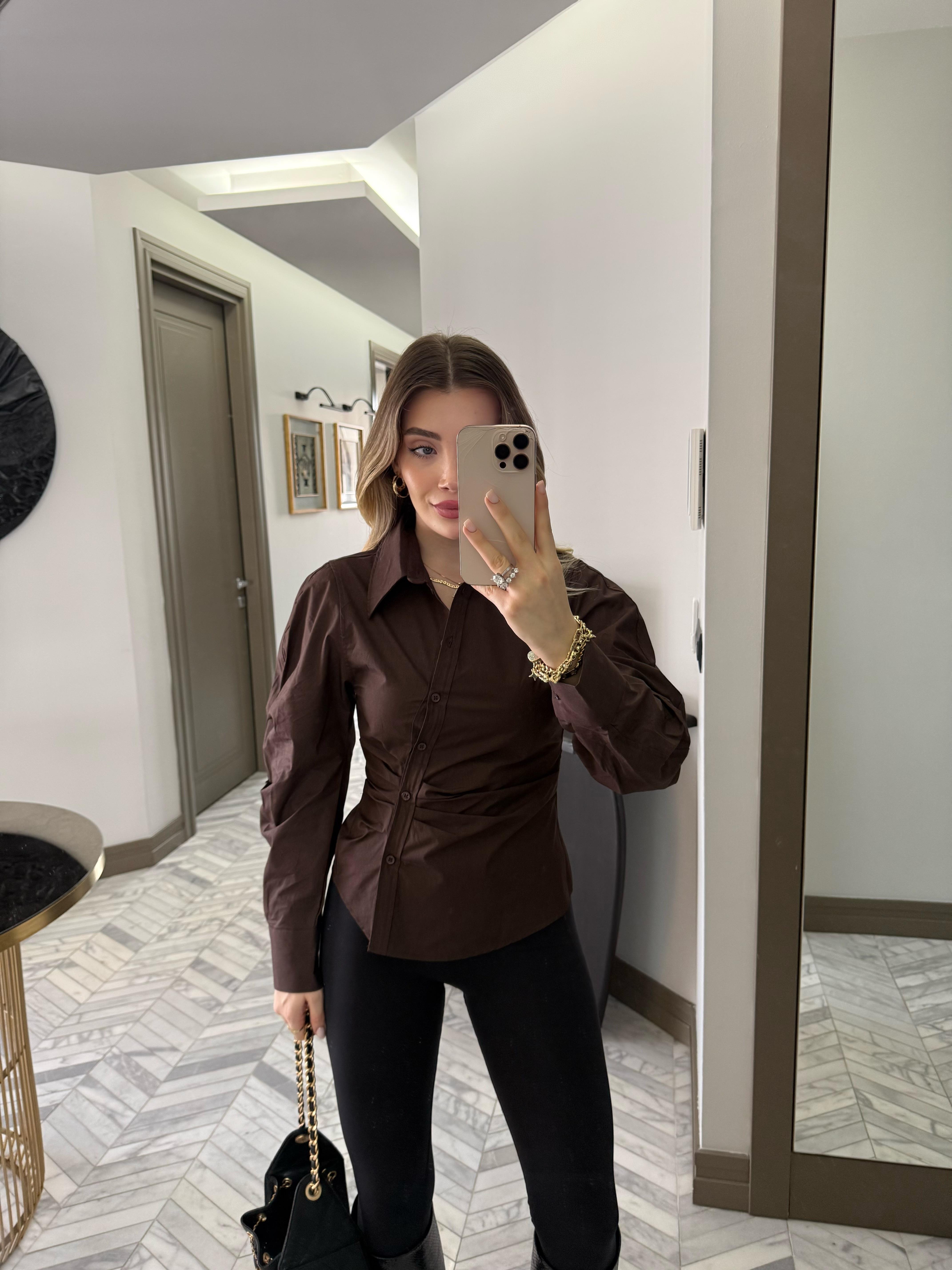 FW Kahve  Balon Kol Gömlek-3207