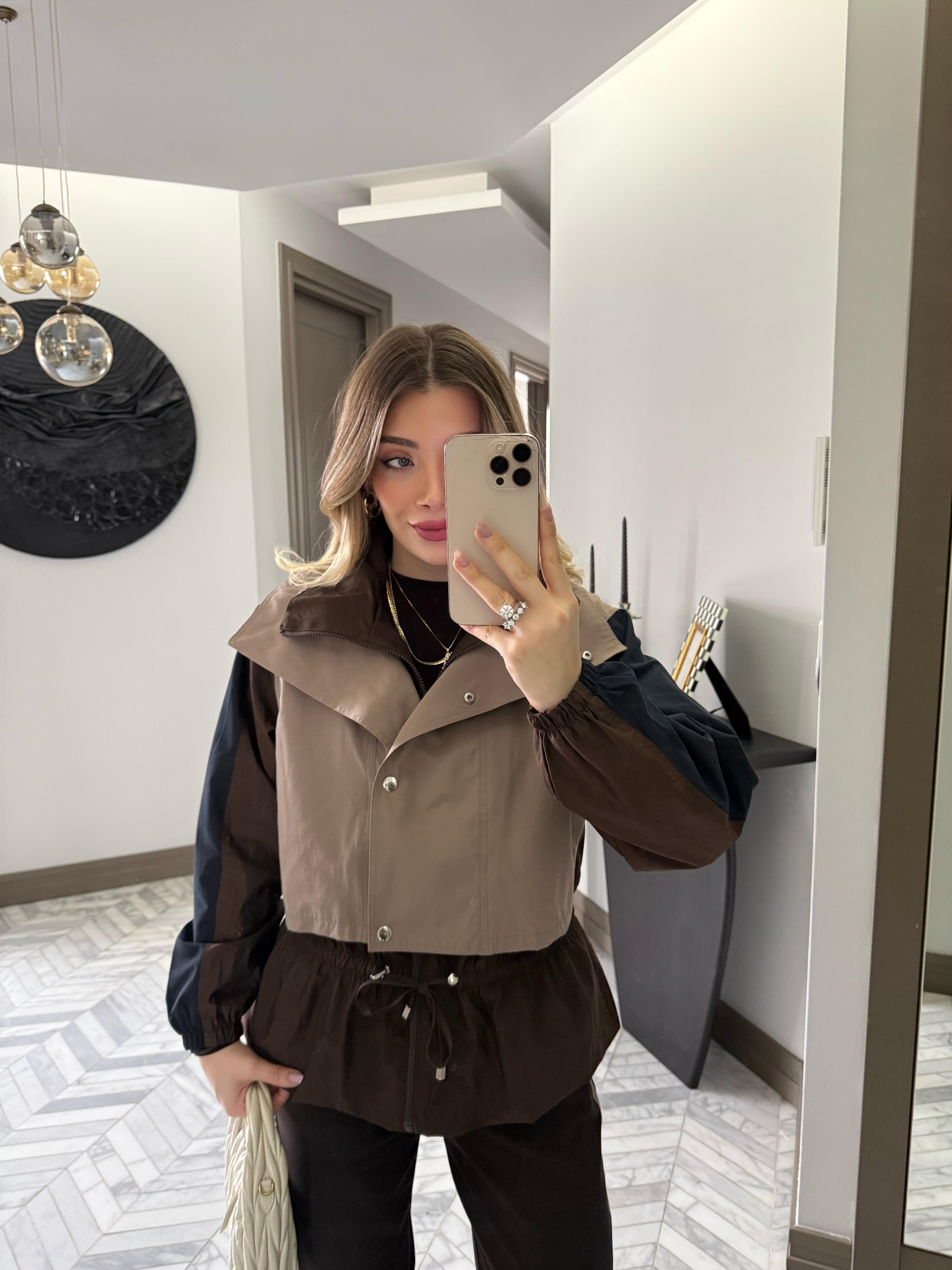 Kahve -Vizon Trenç Detaylı Spor Takım-37063