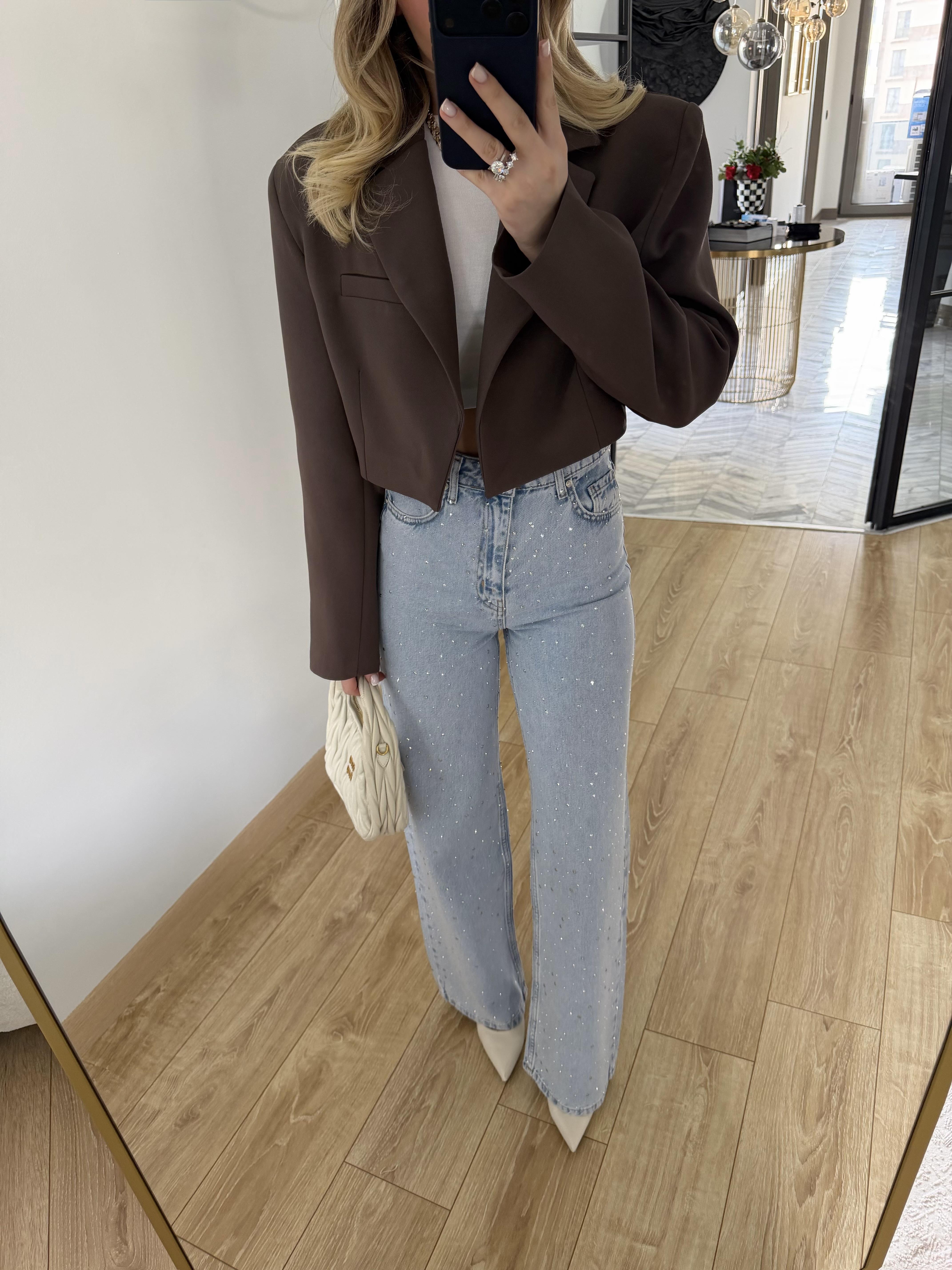 Kahverengi Kısa Ceket-9704