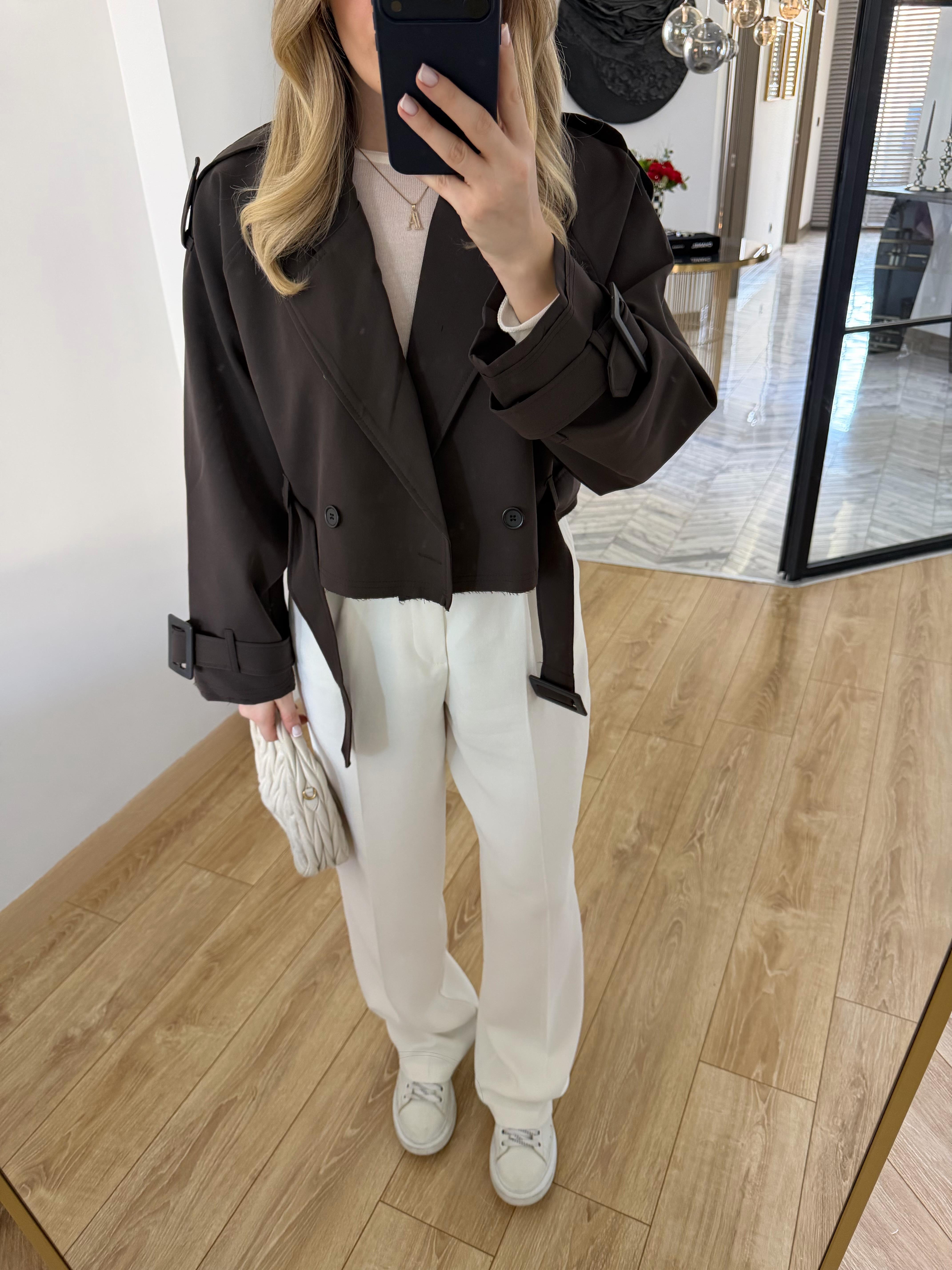 Kahverengi Reglan Kısa Ceket-9306