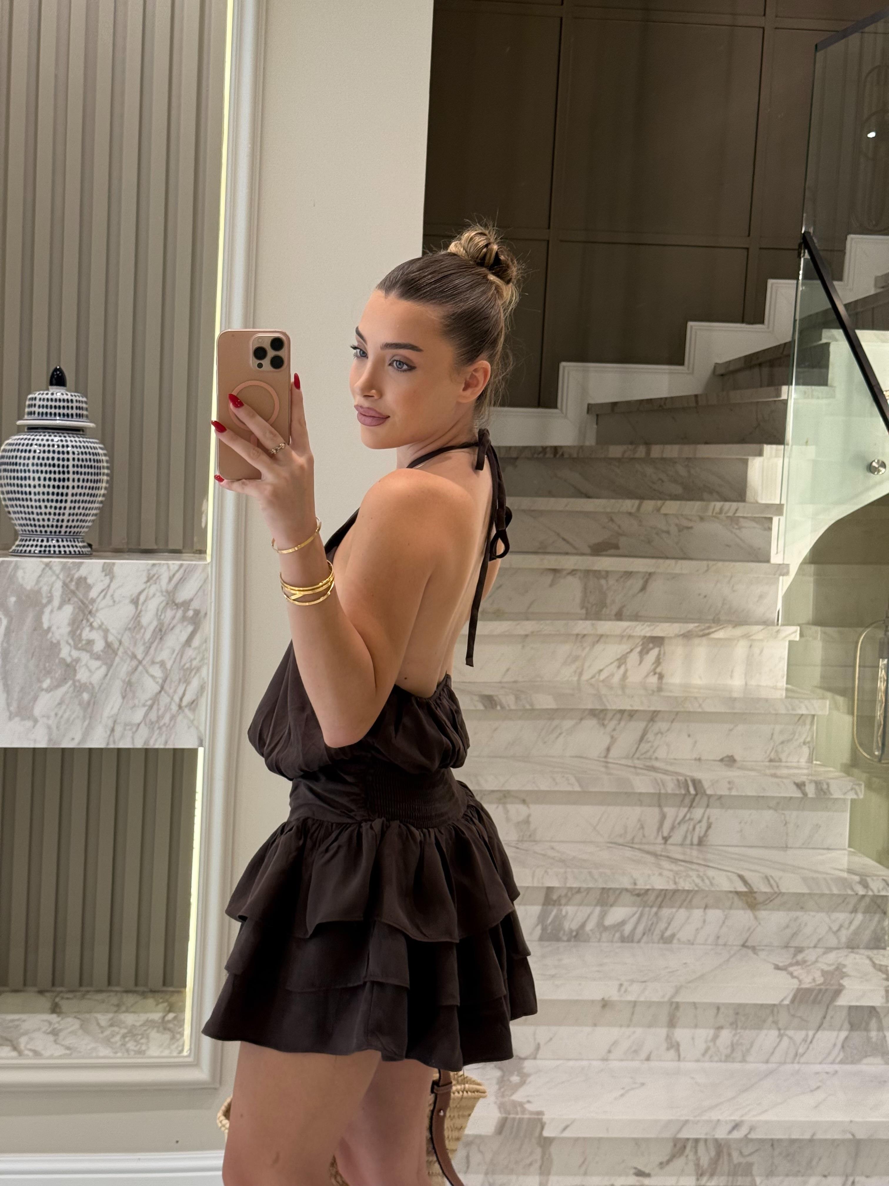 Kahverengi Verviers Mini Elbise 