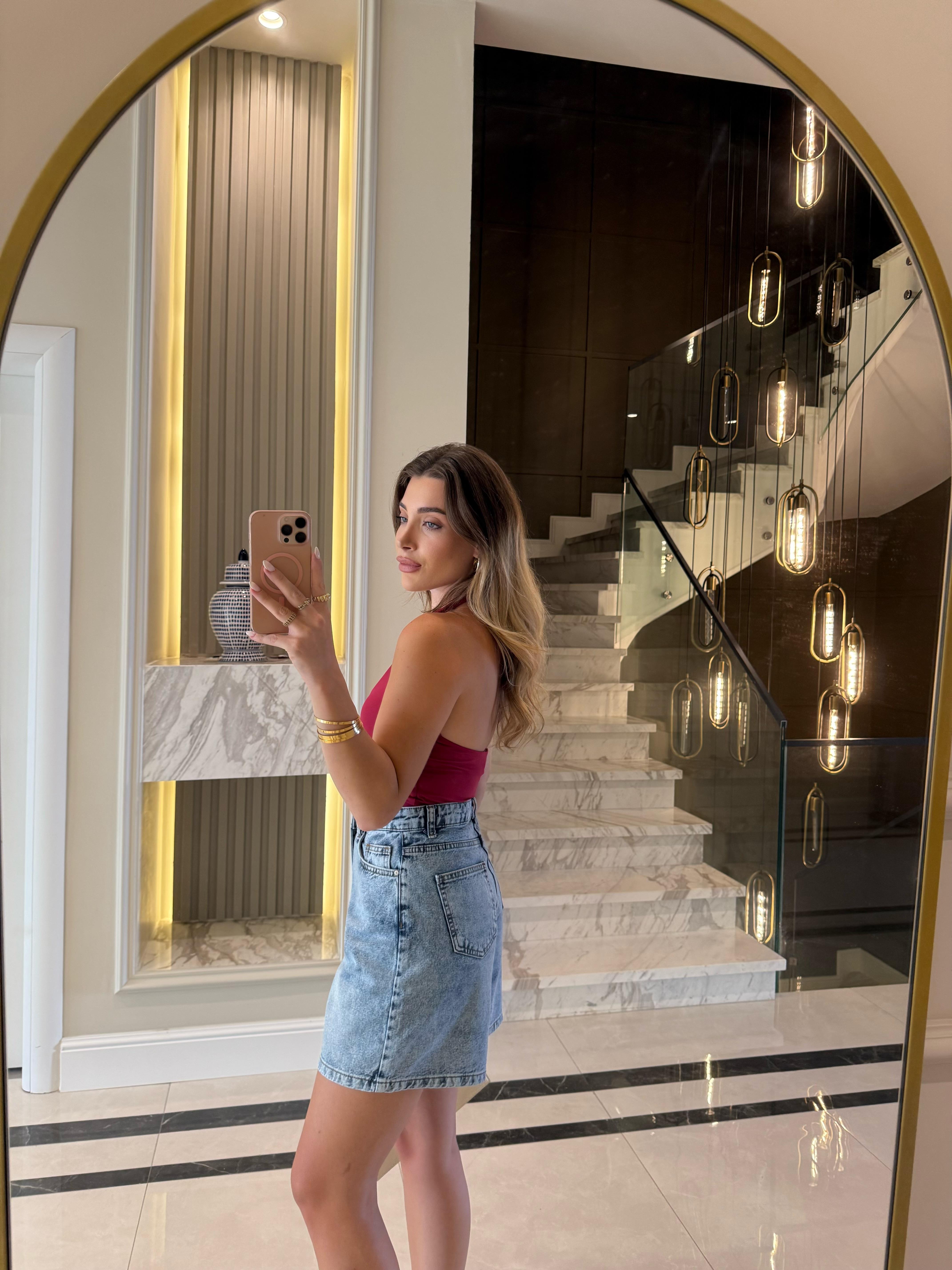 Koyu Fuşya Halter Yaka Top -31753
