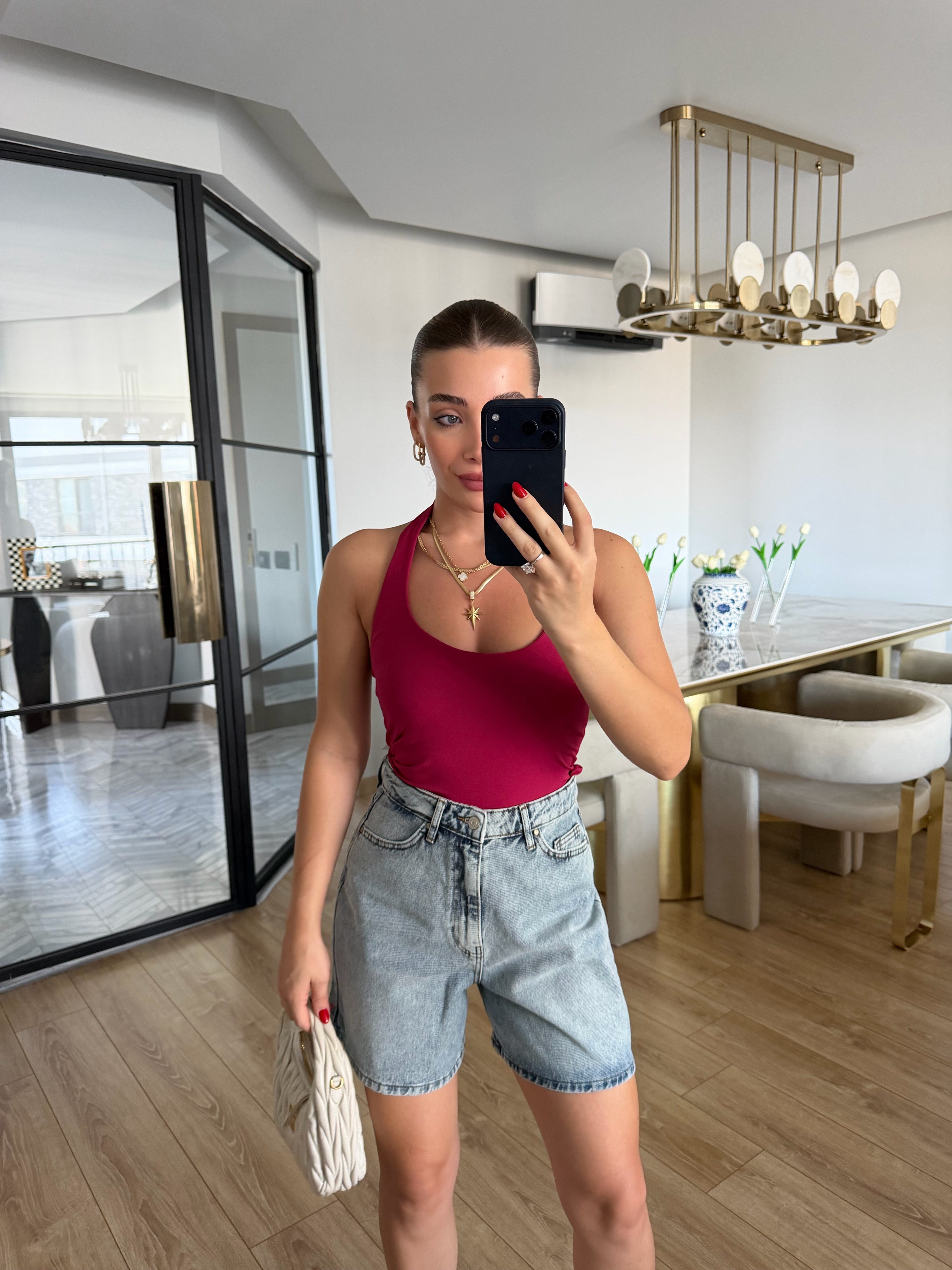 Koyu Fuşya Halter Yaka Top - 31753
