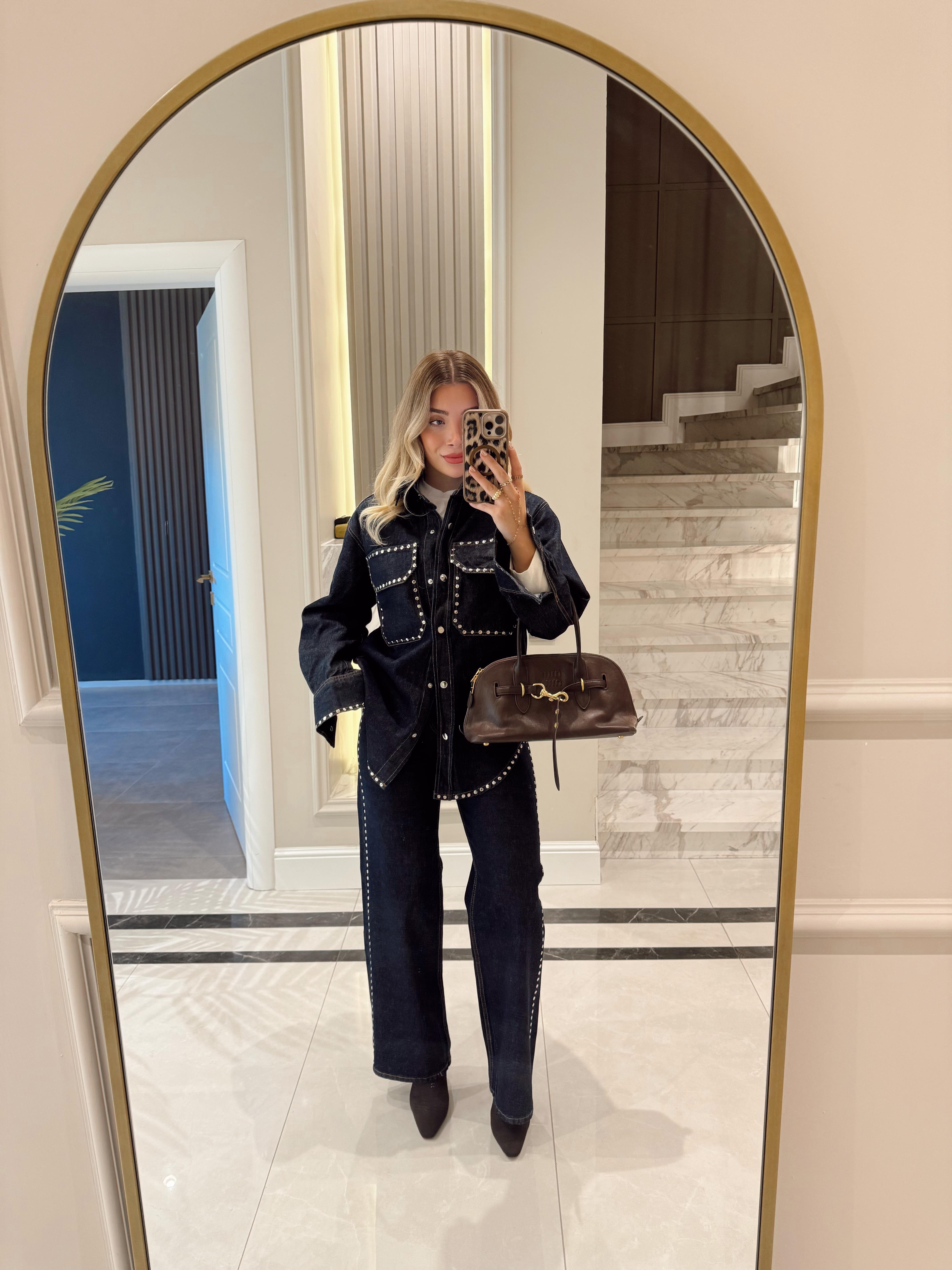 Koyu Mavi Droplu Denim Takım-0622