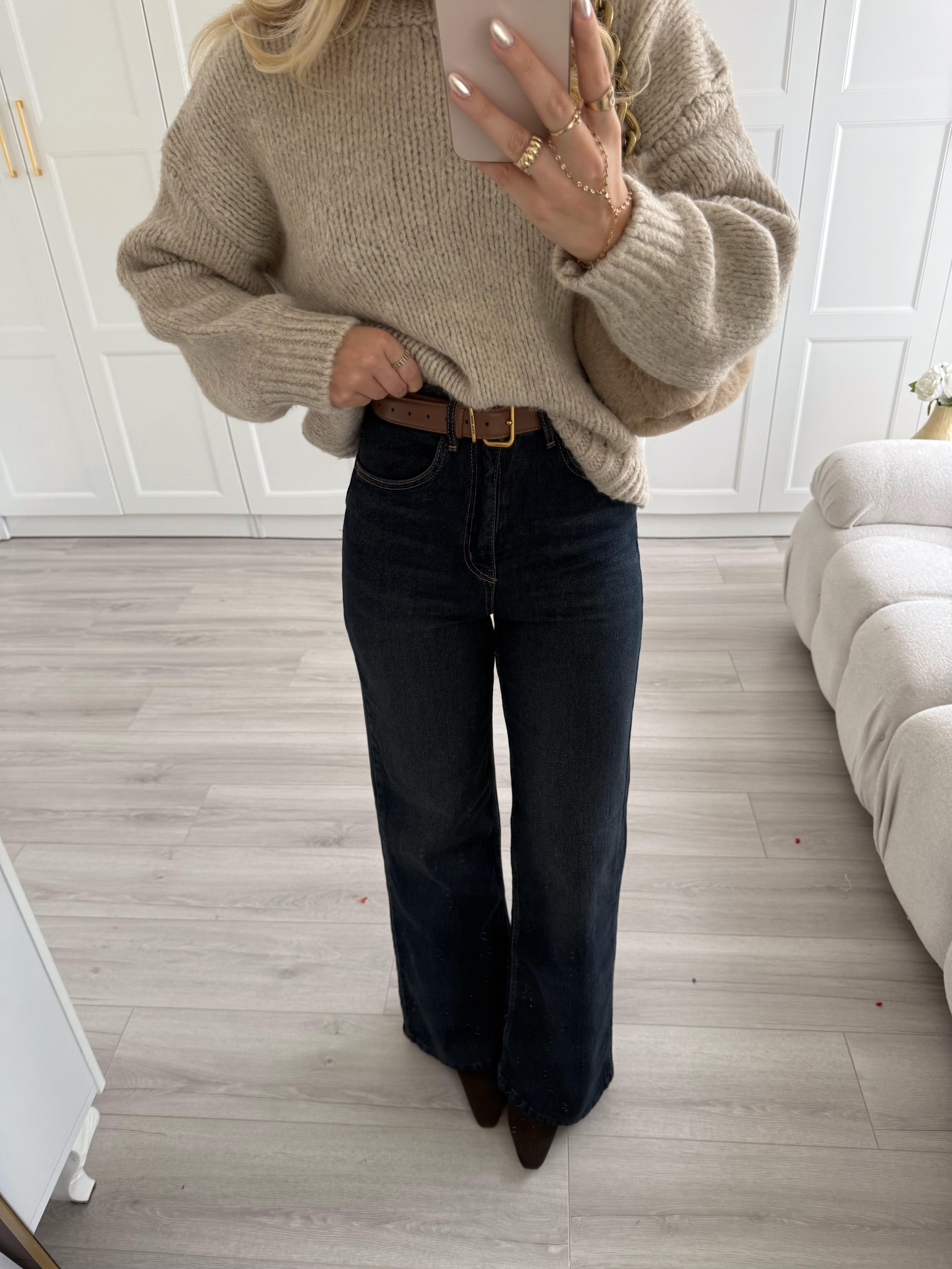 Koyu Mavi Tintli Wide Leg Jean- MS