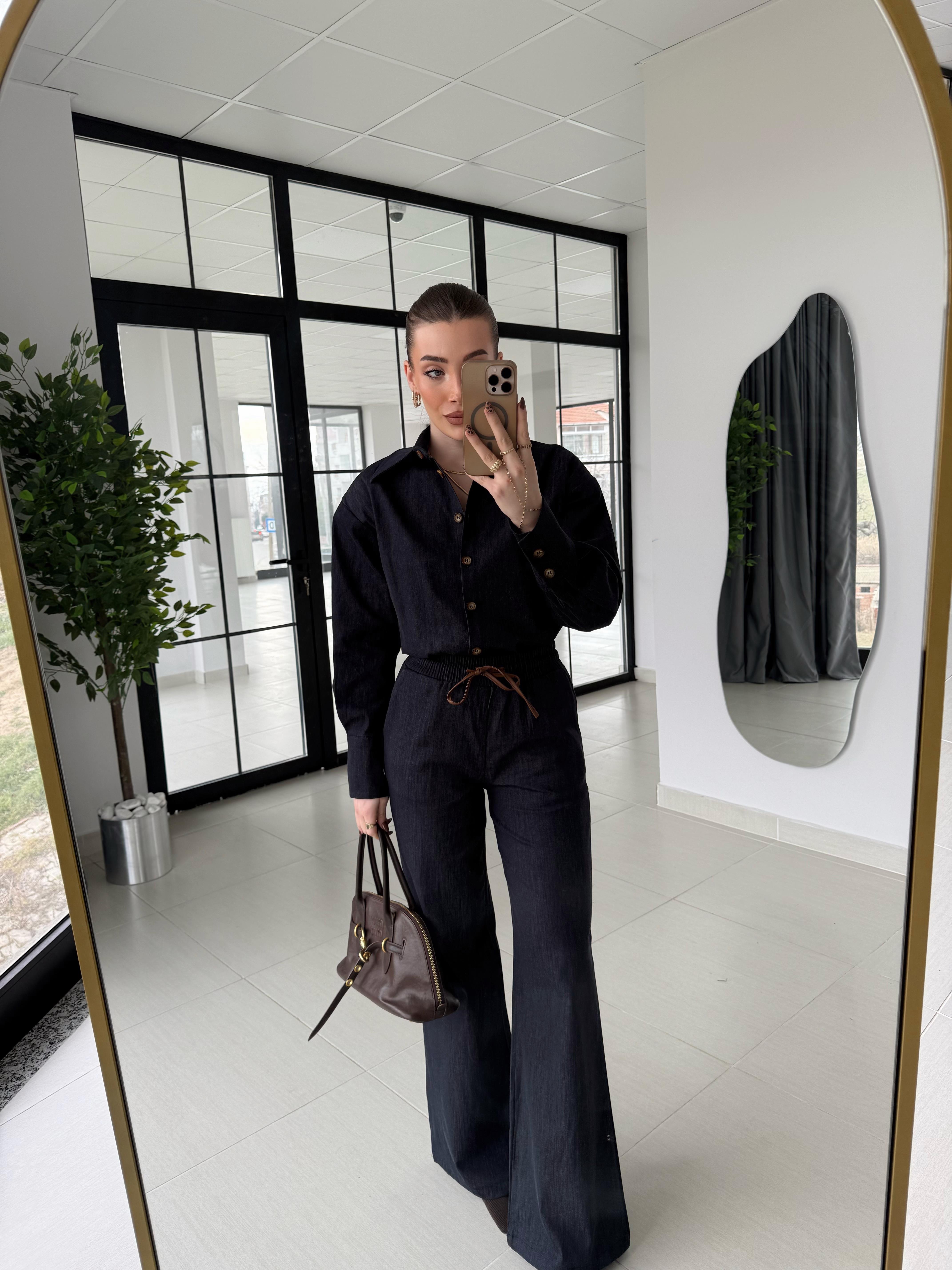 Lacivert Bonn Gömlek-Pantolon Denim Takım