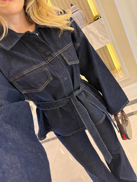 Lacivert Cepli Kuşaklı Denim Takım