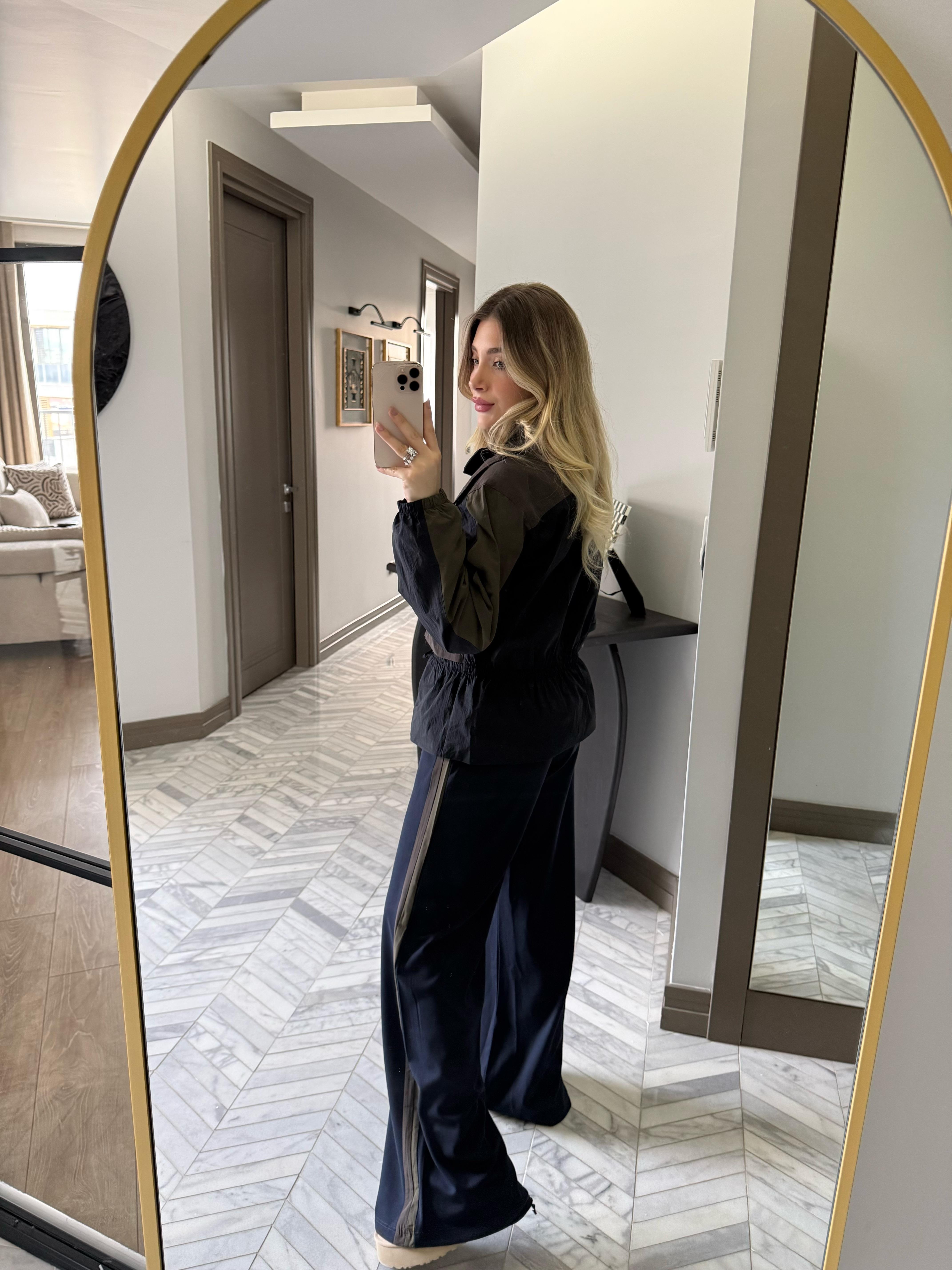 Lacivert-Kahve Trenç Detaylı Spor Takım-37063