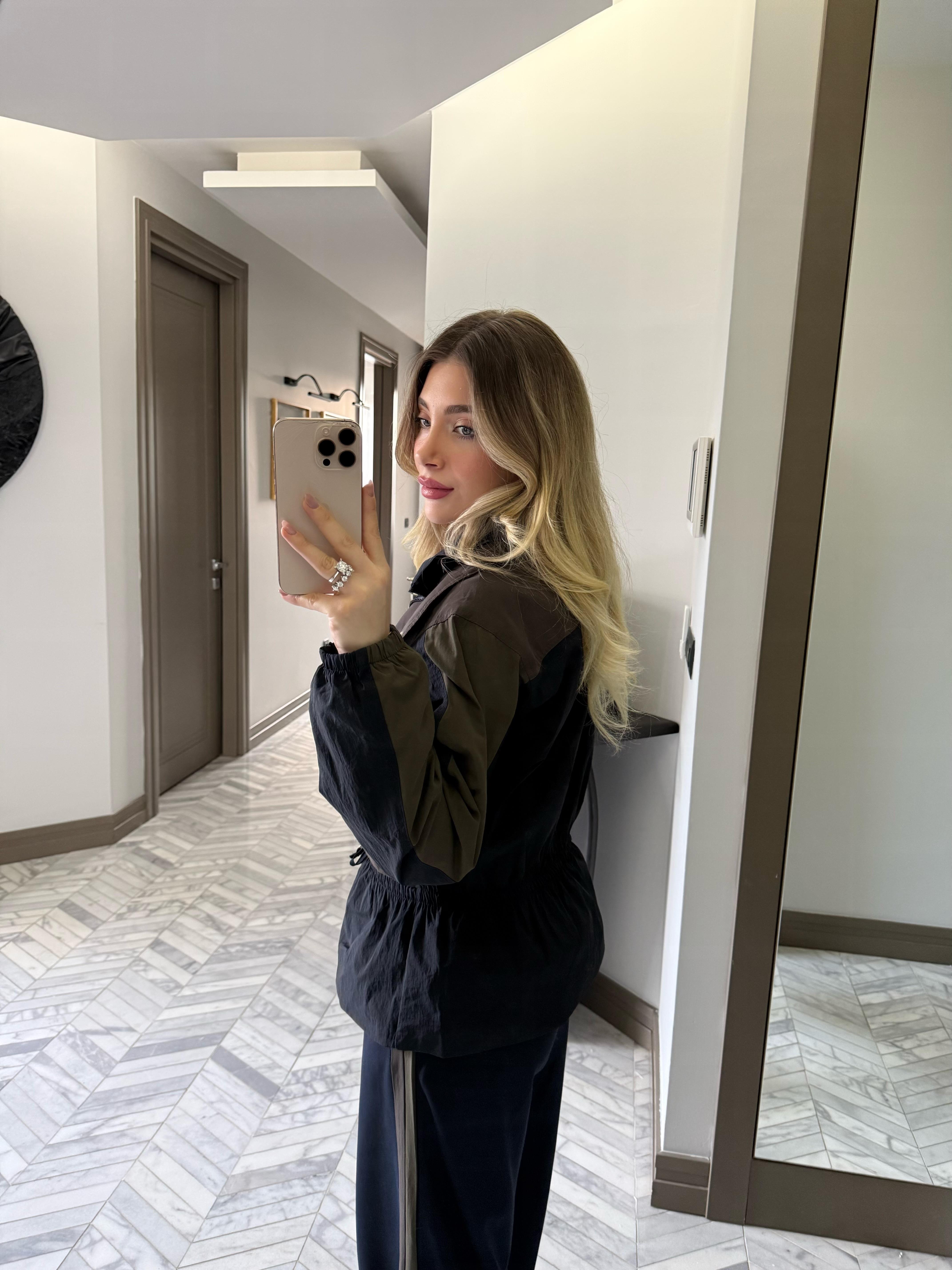 Lacivert-Kahve Trenç Detaylı Spor Takım-37063