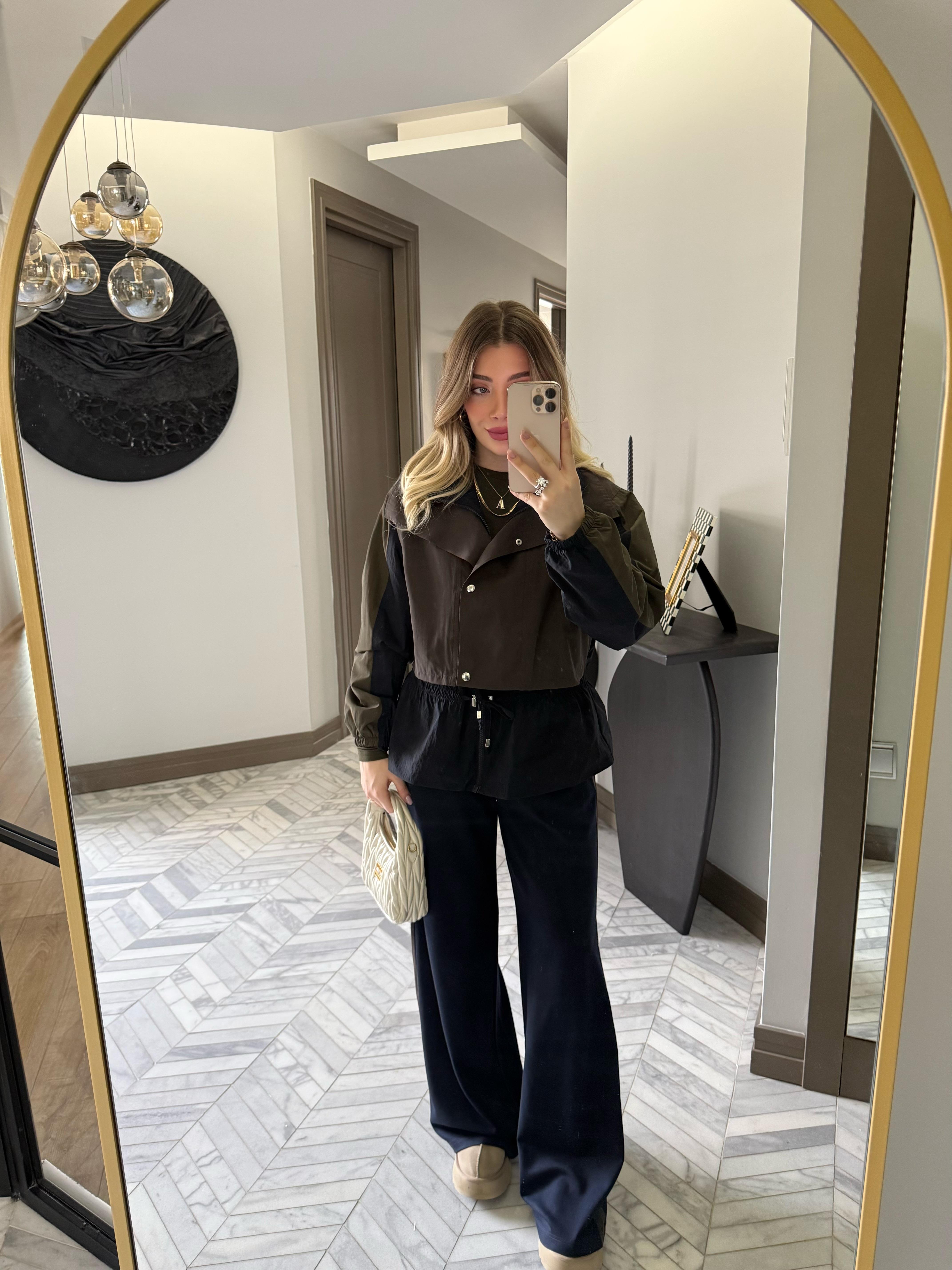 Lacivert-Kahve Trenç Detaylı Spor Takım-37063