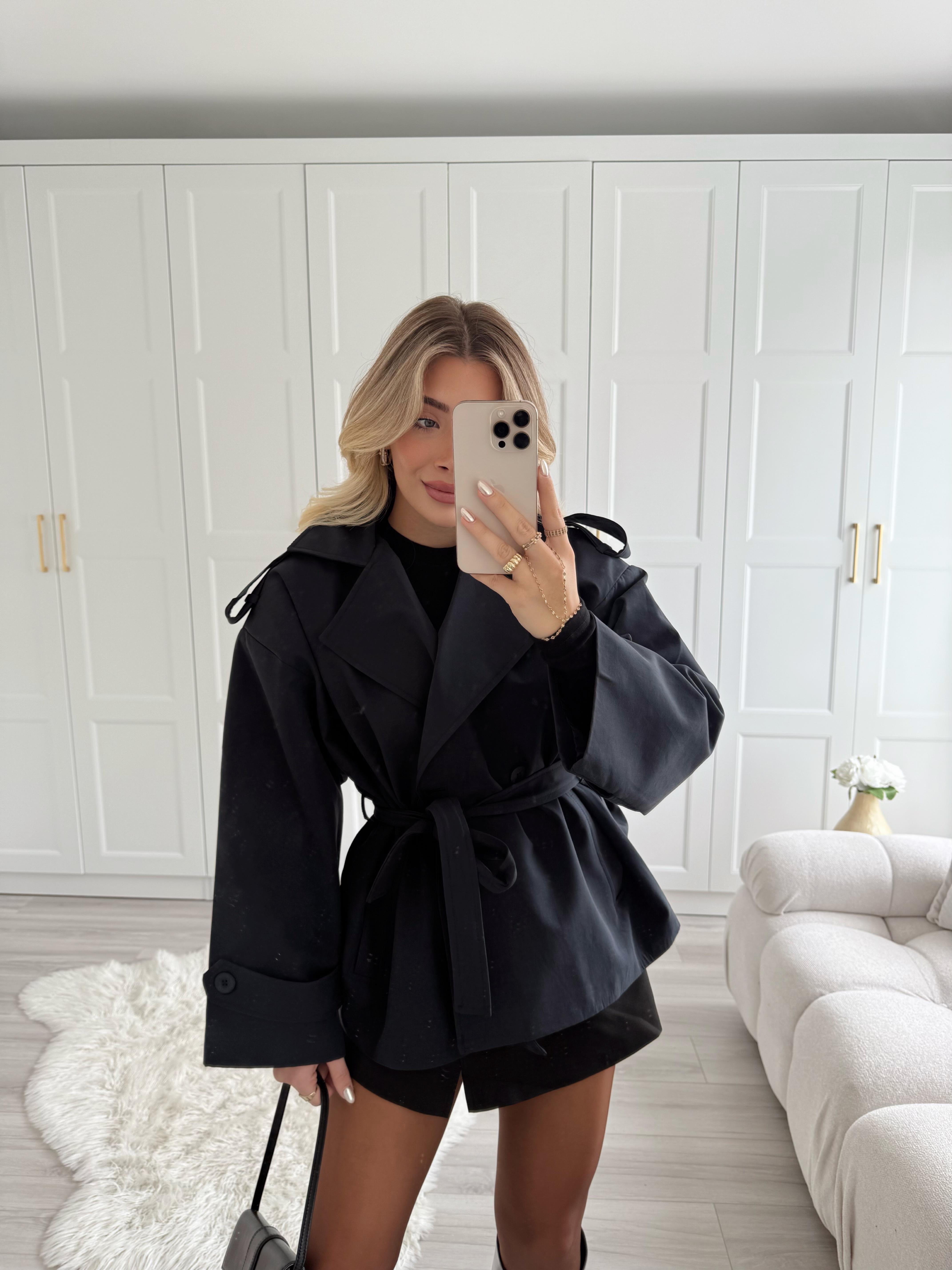 Lacivert Kısa Trenç -9609