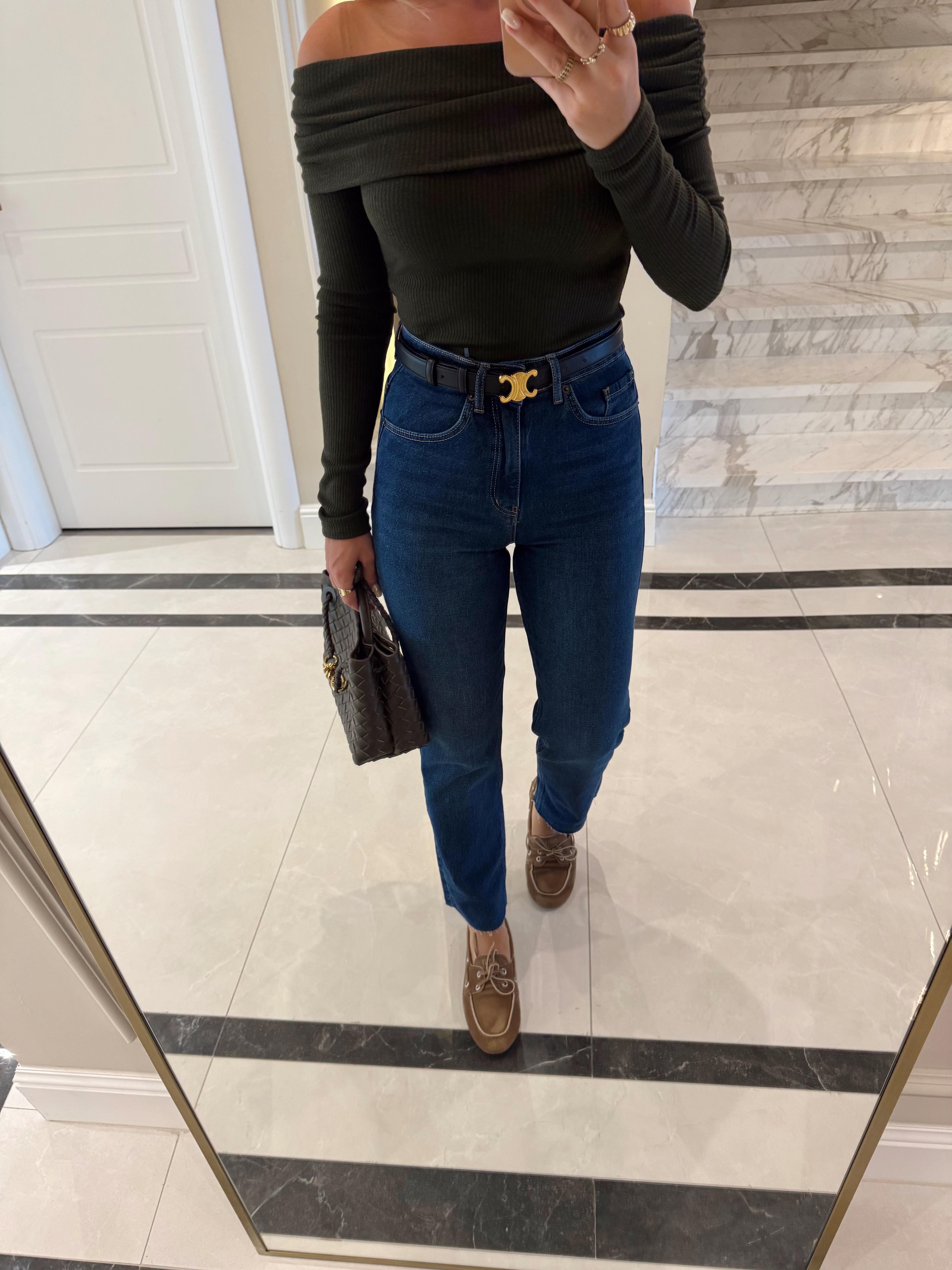 Lacivert Yüksekbel Boyfit Jean -GM2402