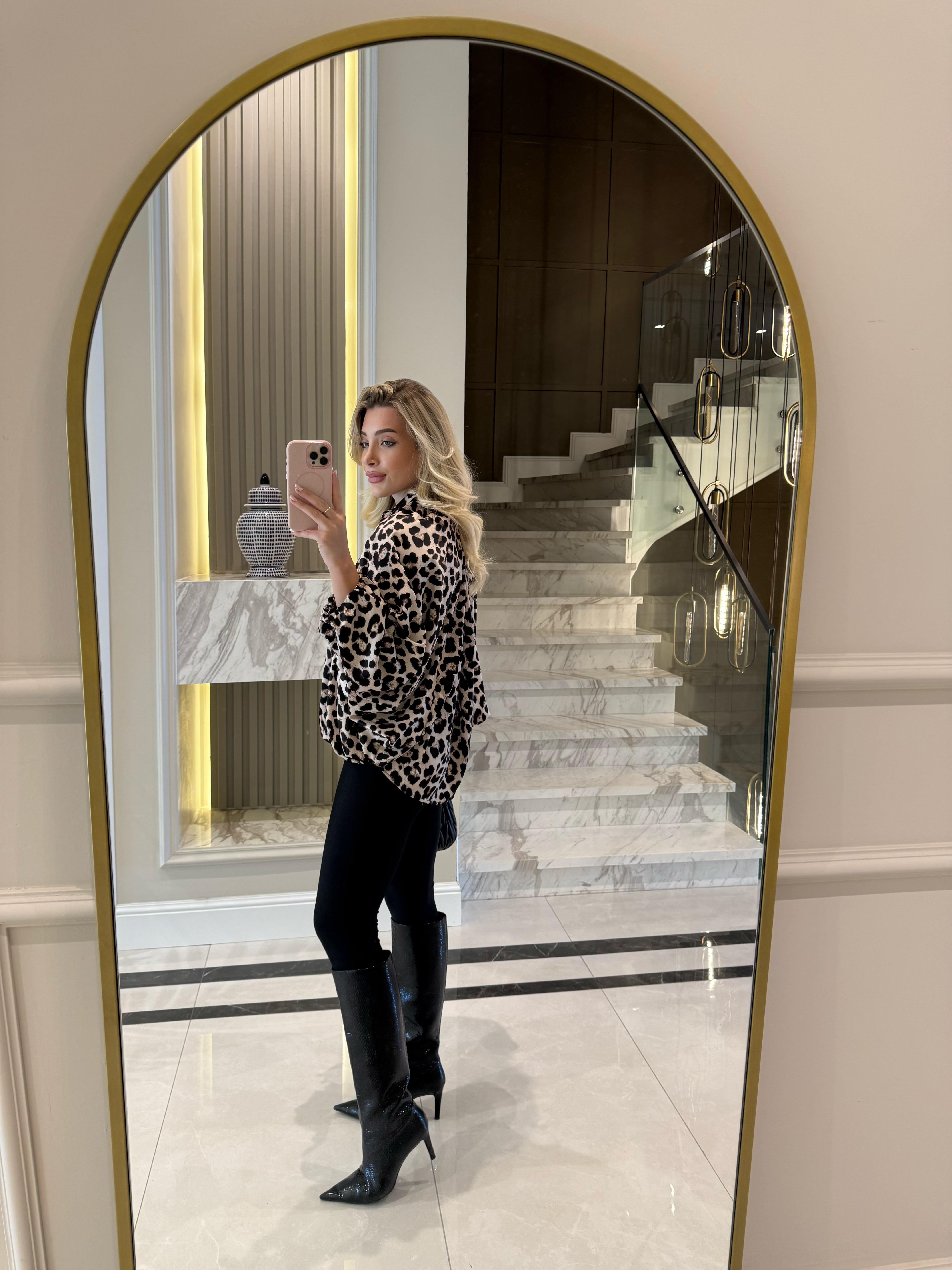 Leopar Desenli Bomber Ceket