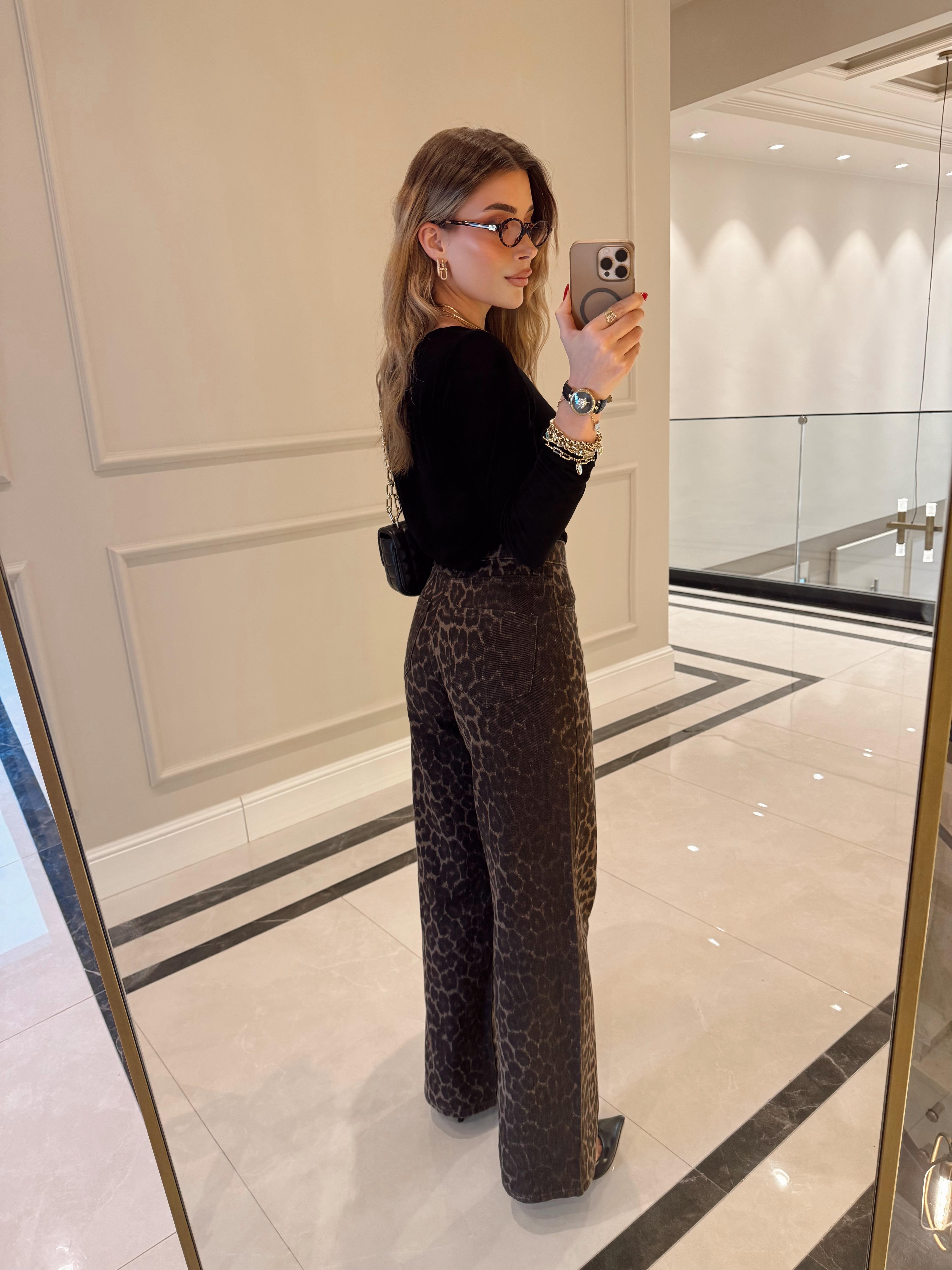 Leopar Desenli Özel Seri Gabardin Pantolon