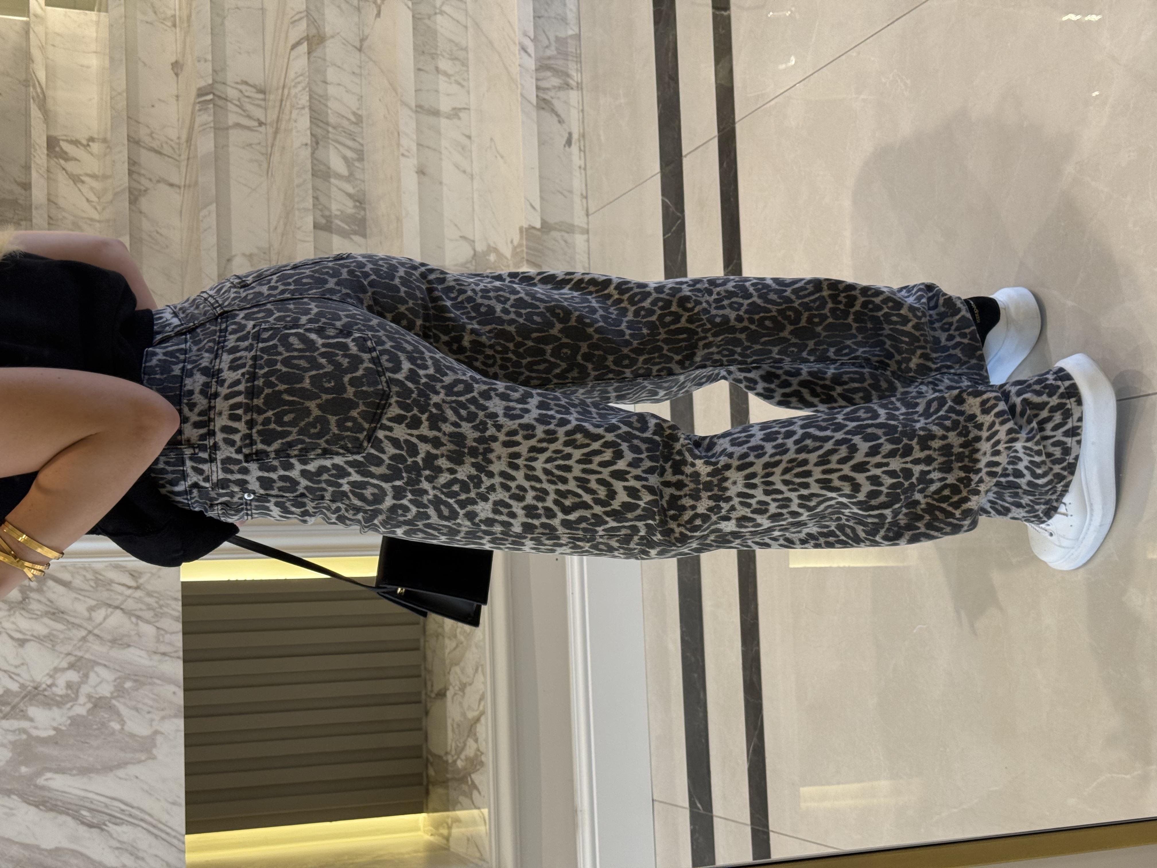 Leopar Desenli Straight Leg Jean 