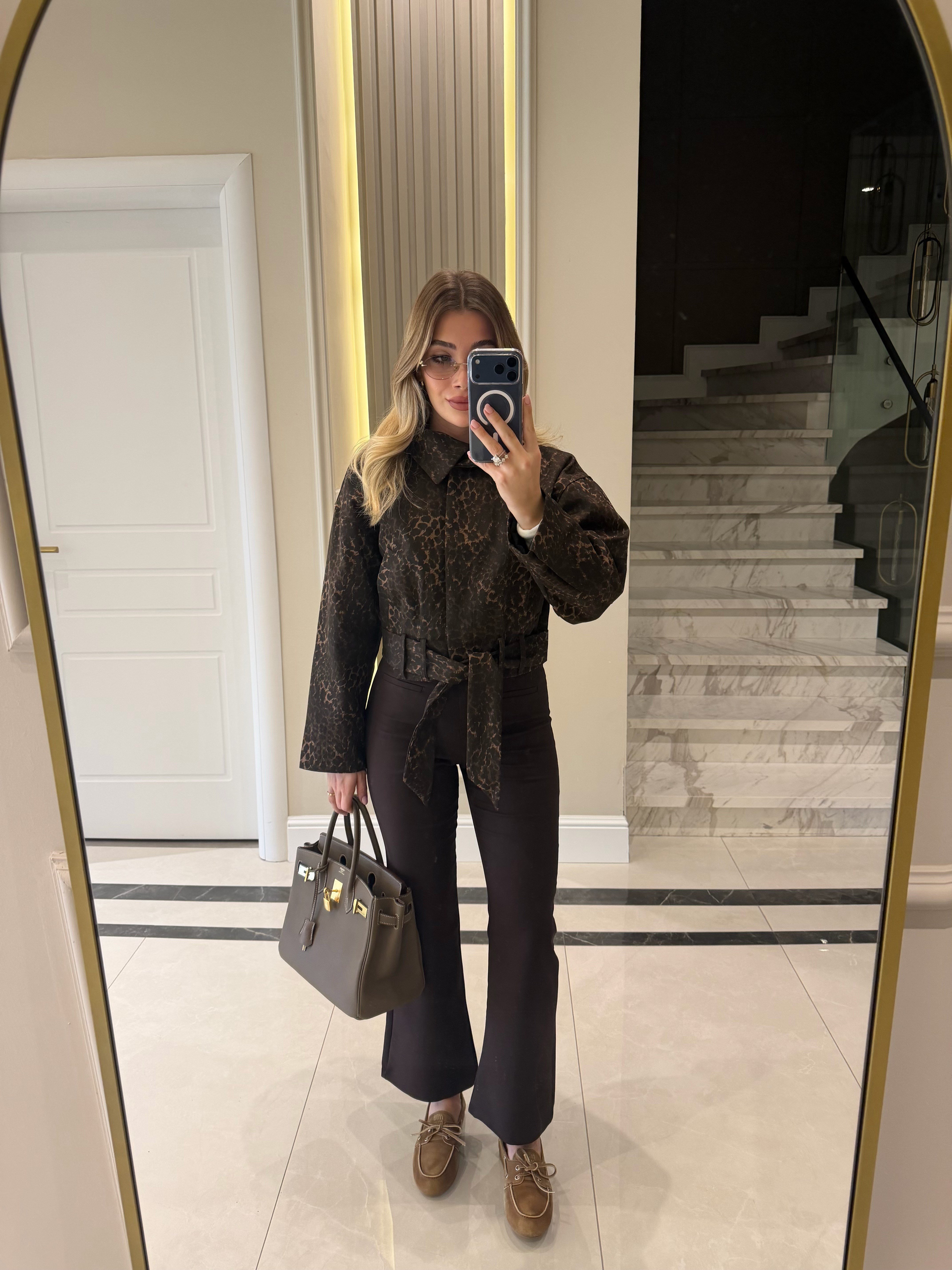 Leopar Gabardin Ceket - 1436 