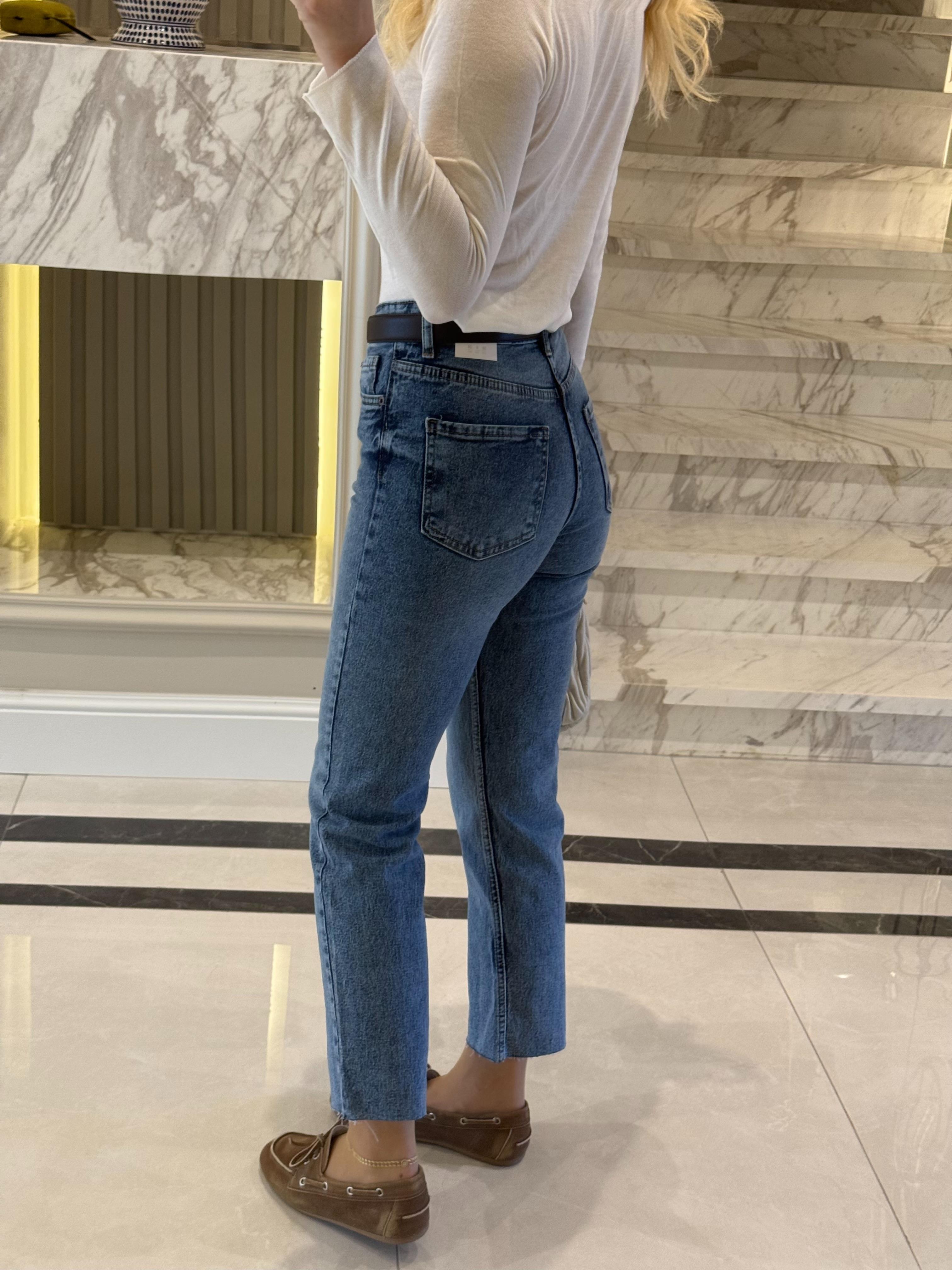 Mavi Boyfit Yüksek Bel Jean 