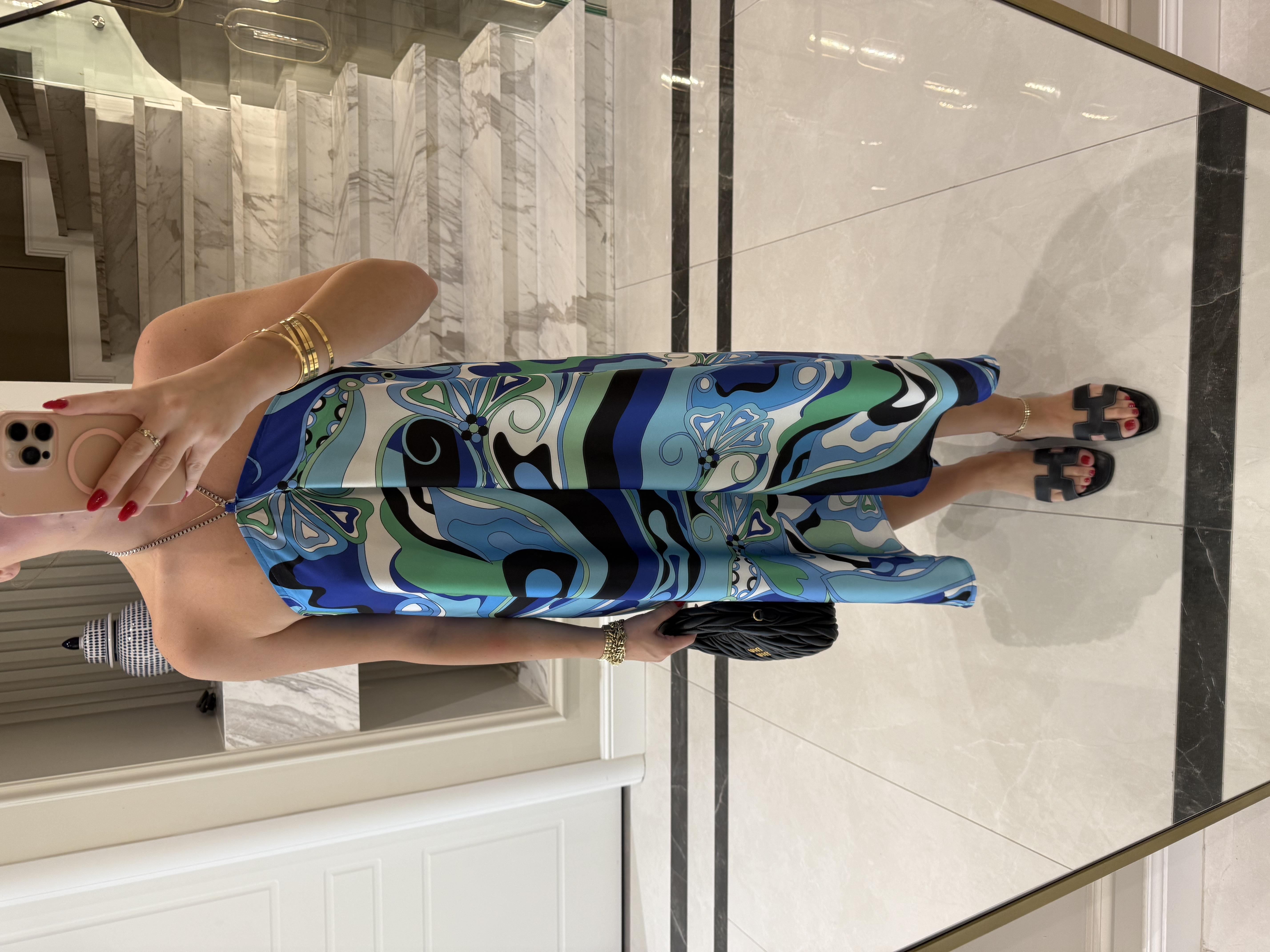 Mavi Desenli Derry Elbise 