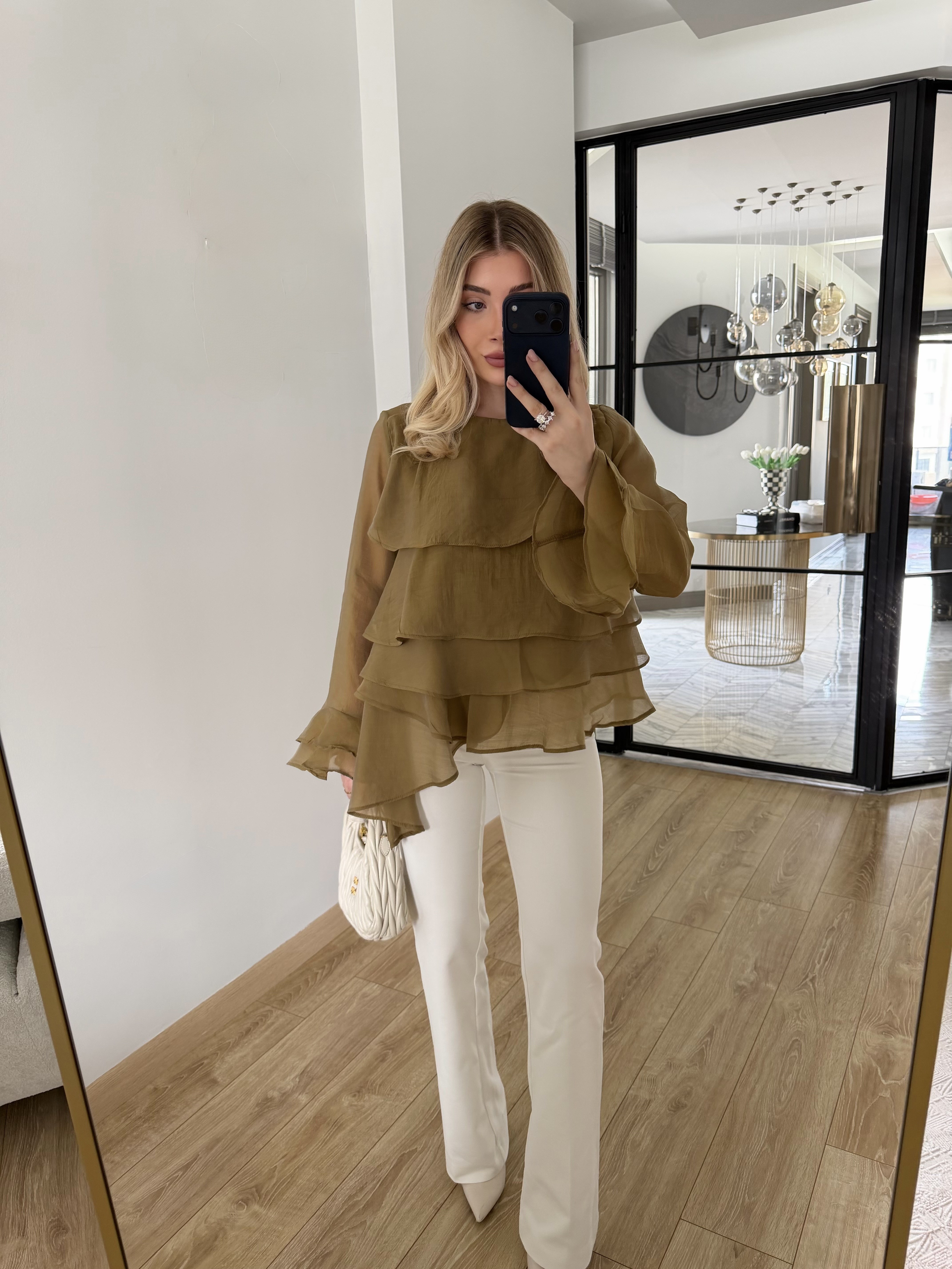 Olive Fırfırlı Bluz-5049
