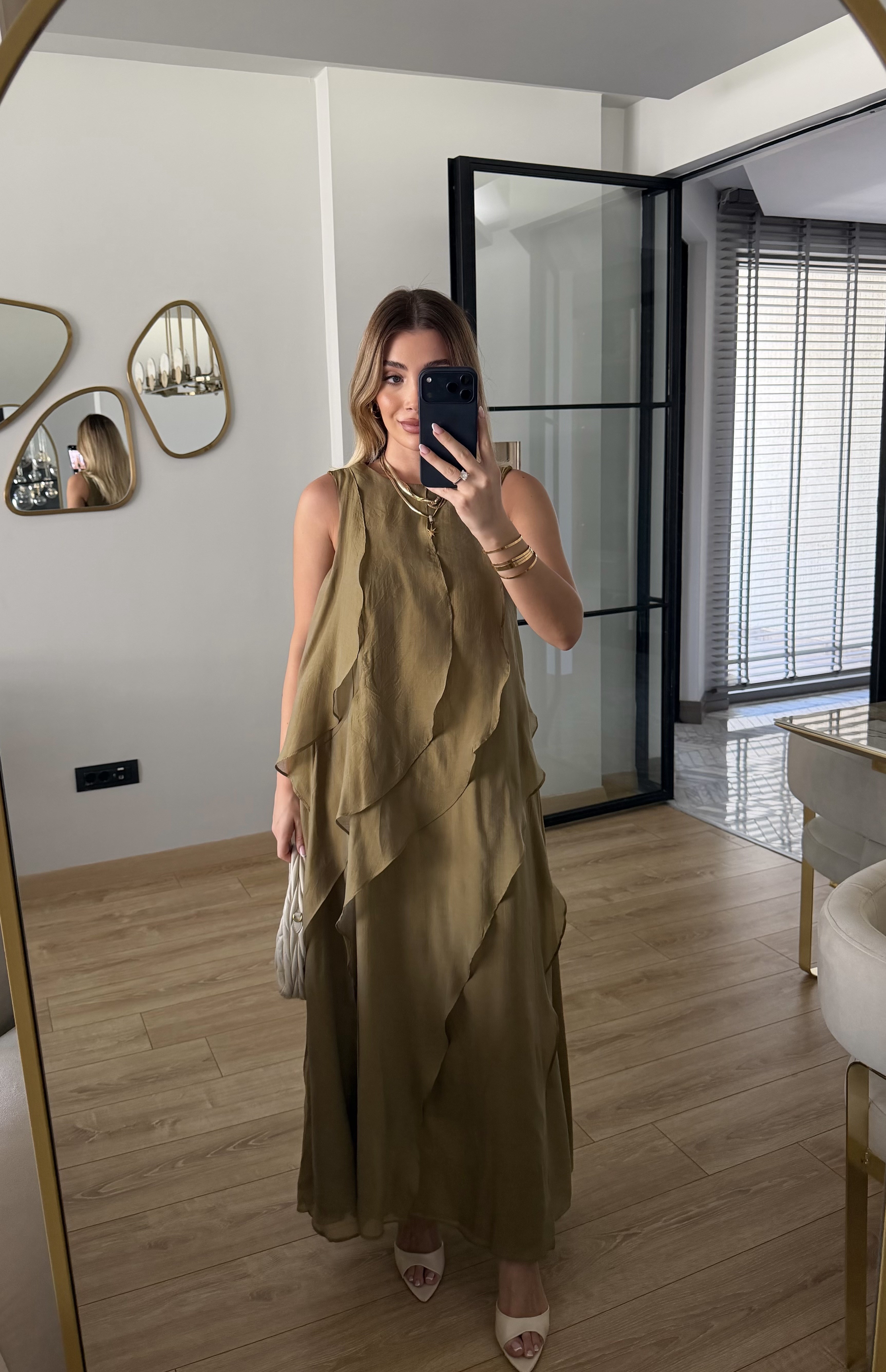 Olive Nora Fırfır Detaylı Elbise - 3450
