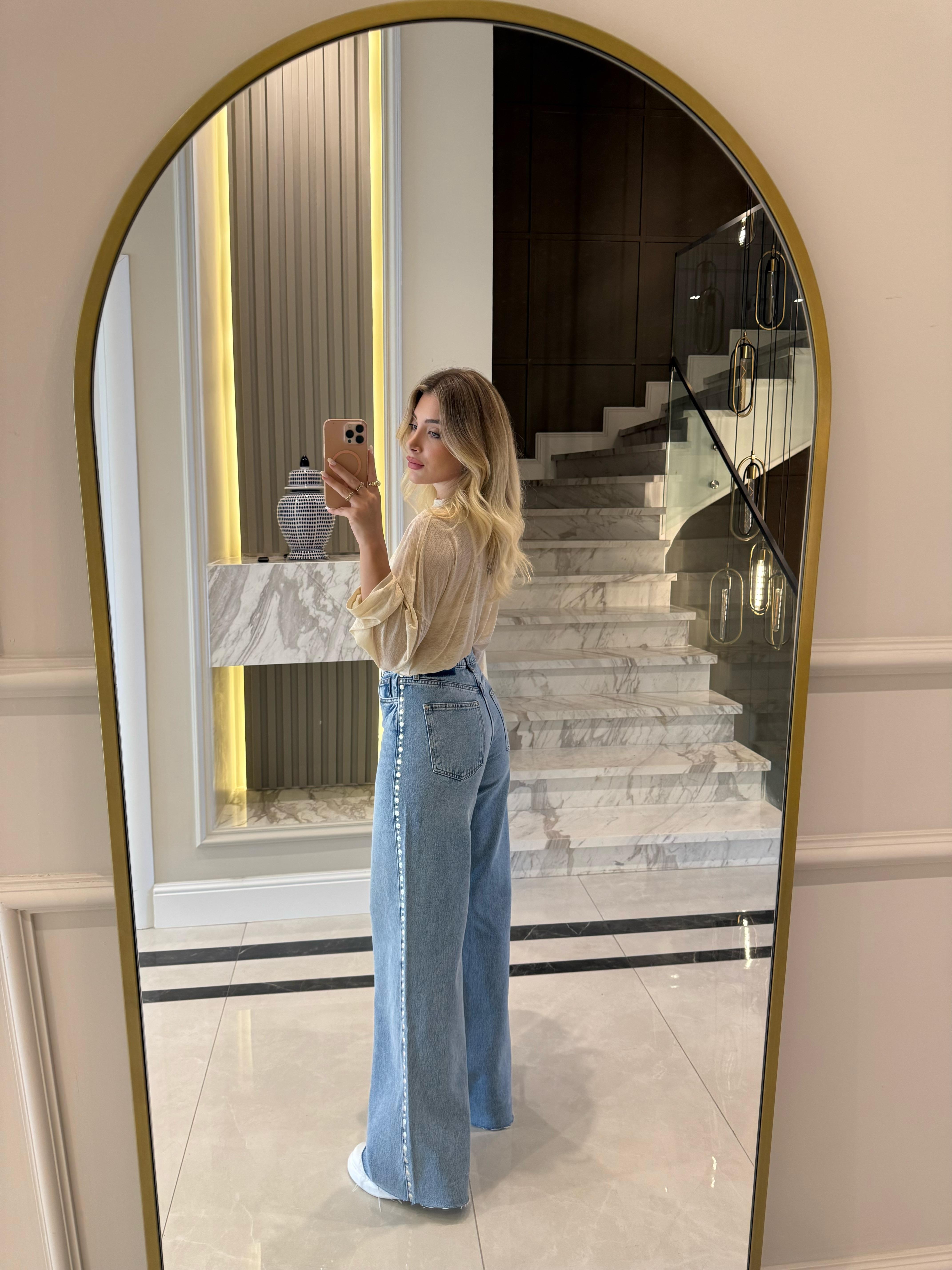 Orj Marka Yüksekbel Droplu Palazzo Jean 