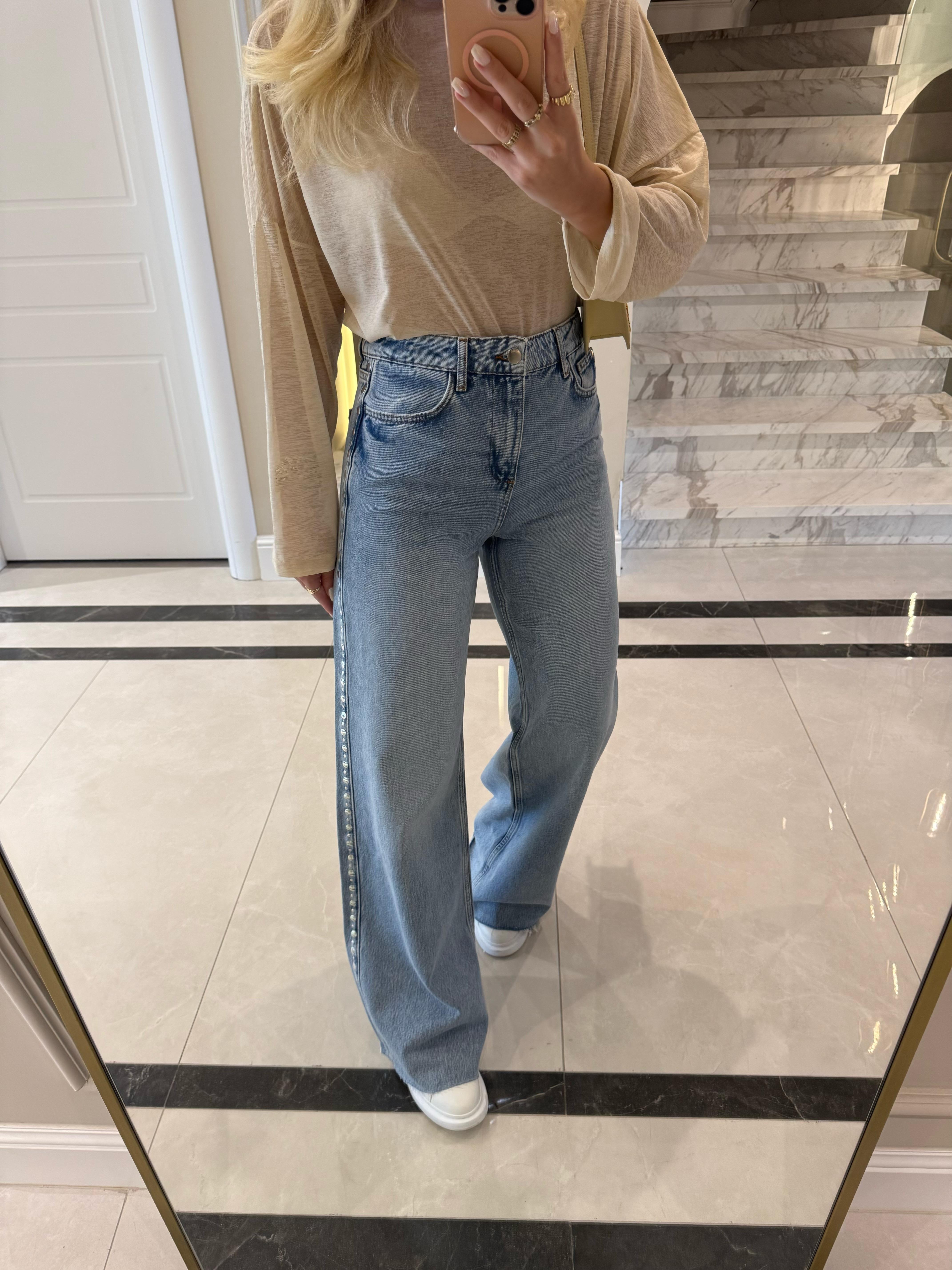 Orj Marka Yüksekbel Droplu Palazzo Jean 