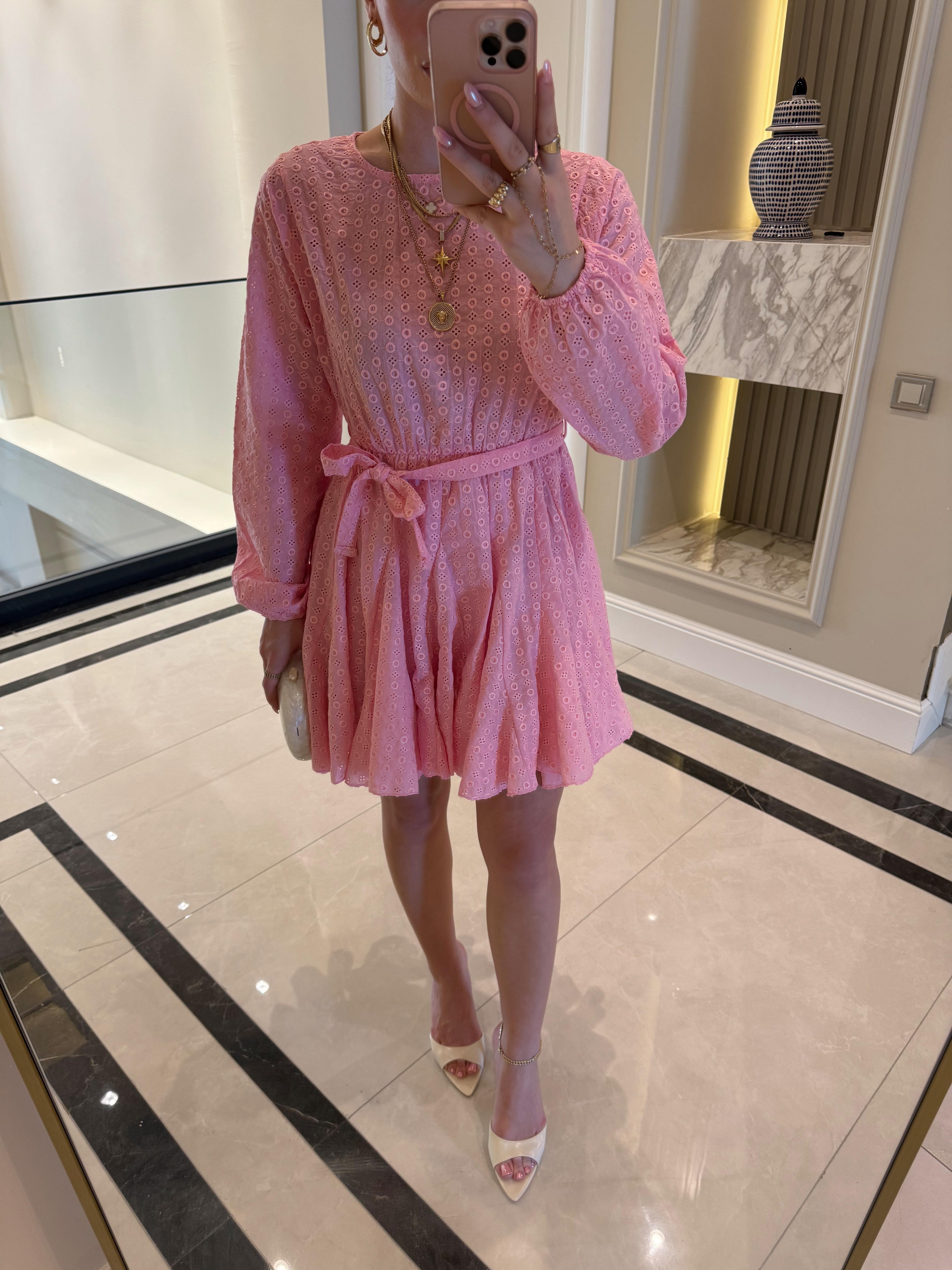 Pembe Fisto Drangea Elbise -204131