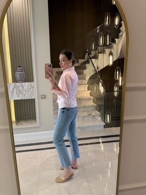 Pembe Kruvaze Bağlamalı Gömlek-Qu