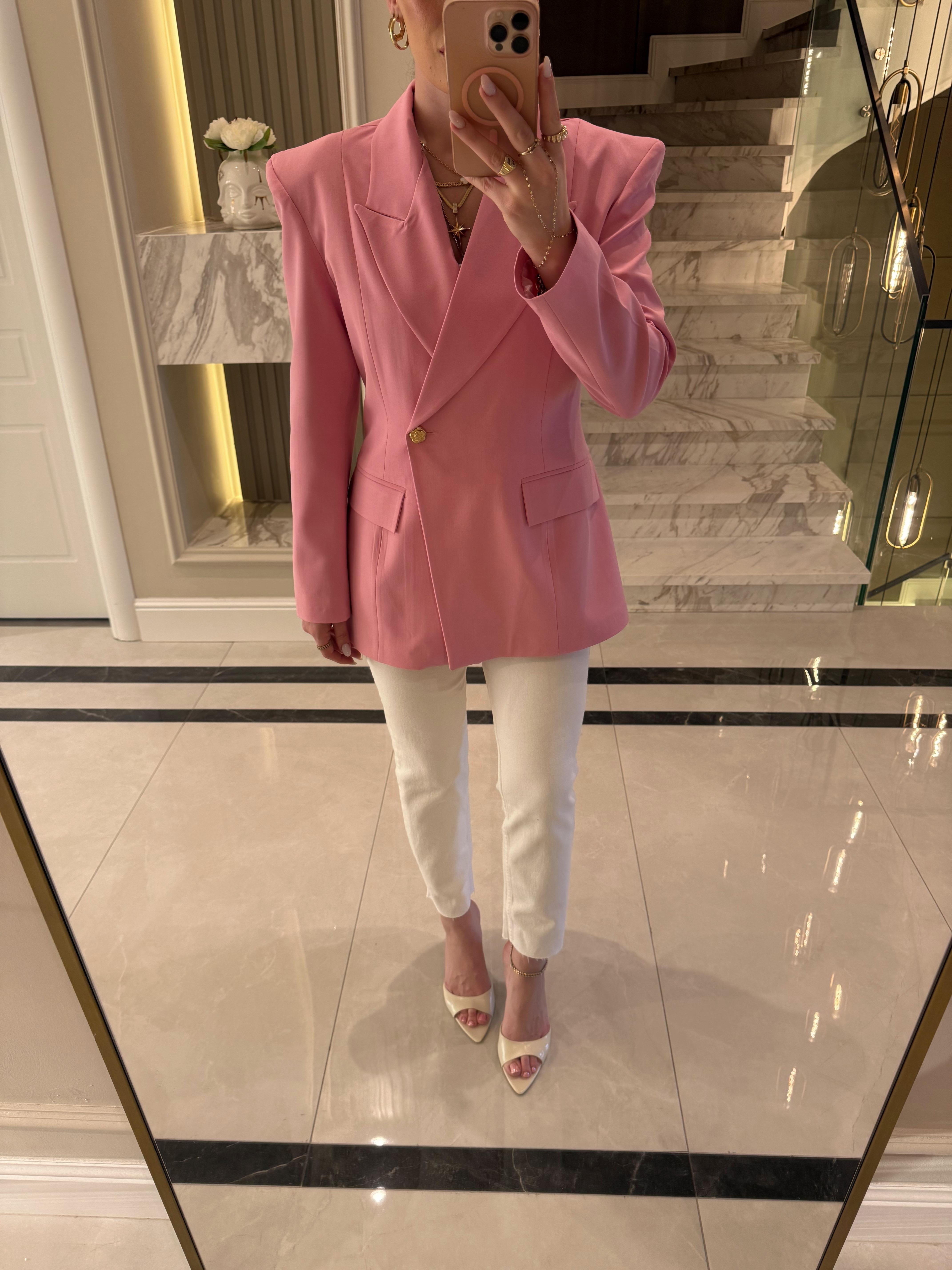 Pembe Nimes Blazer Ceket-04204