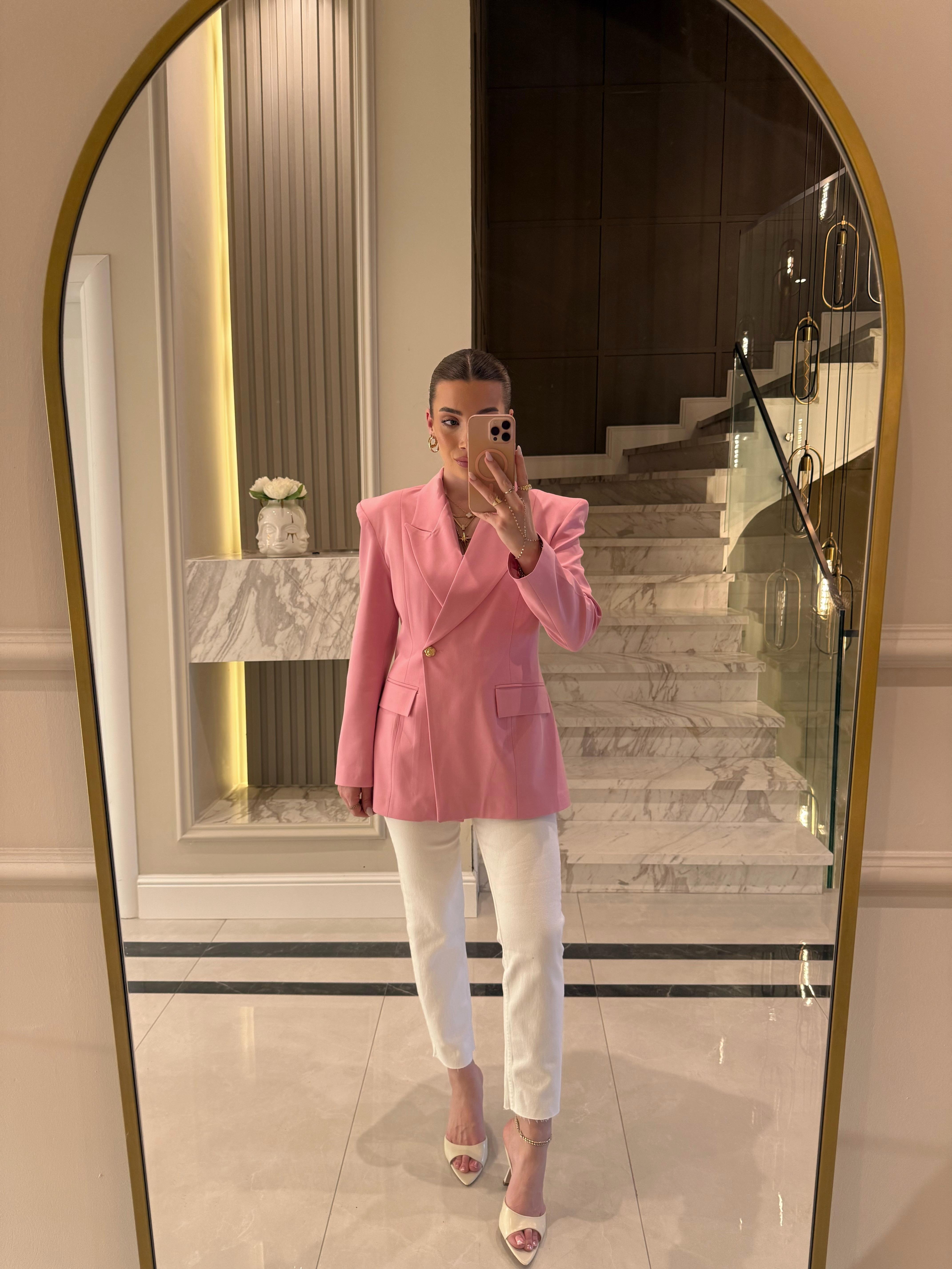 Pembe Nimes Blazer Ceket-04204