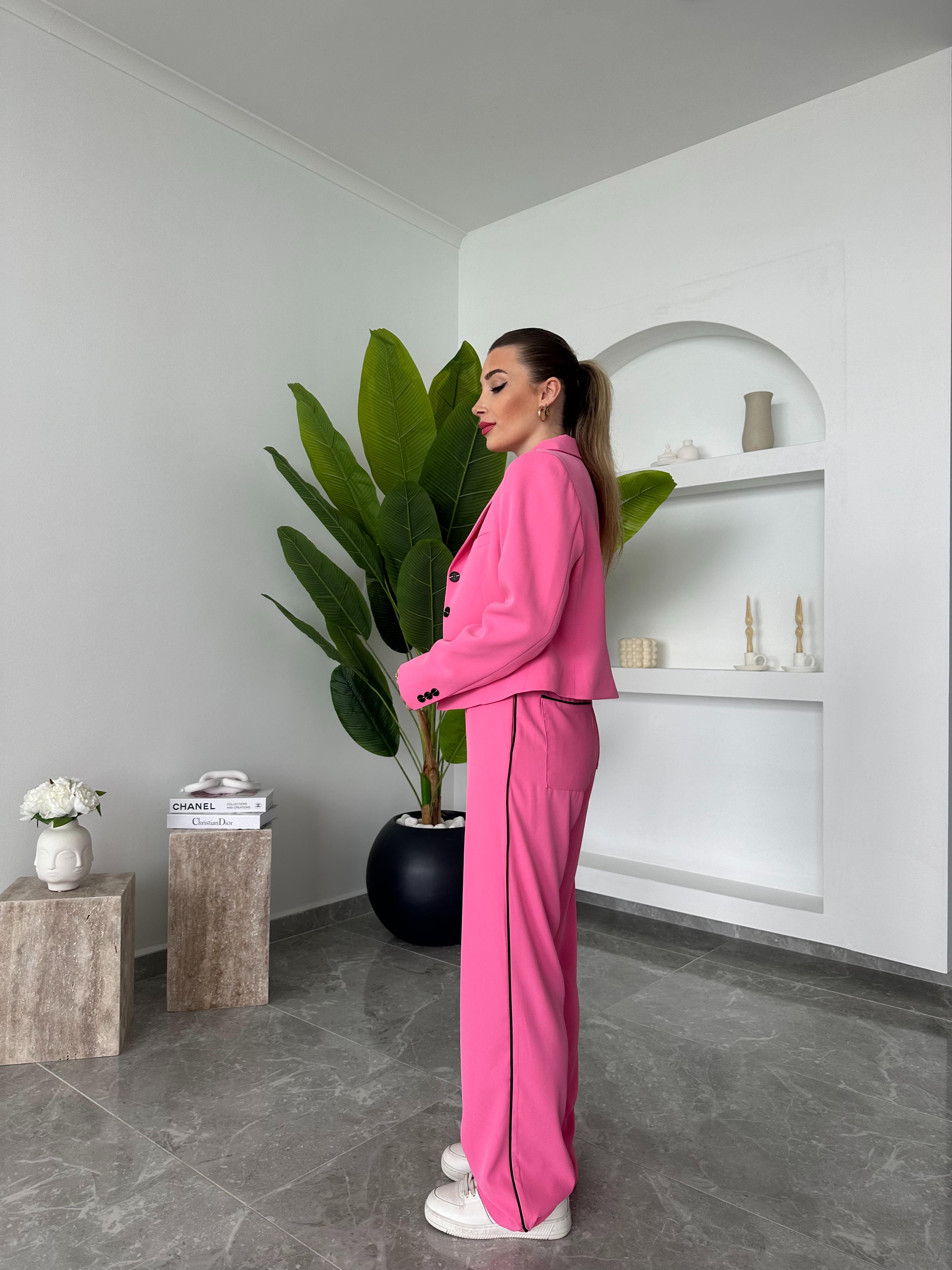 Pembe Premium Kalite Özel Seri Ceketli İkili Takım