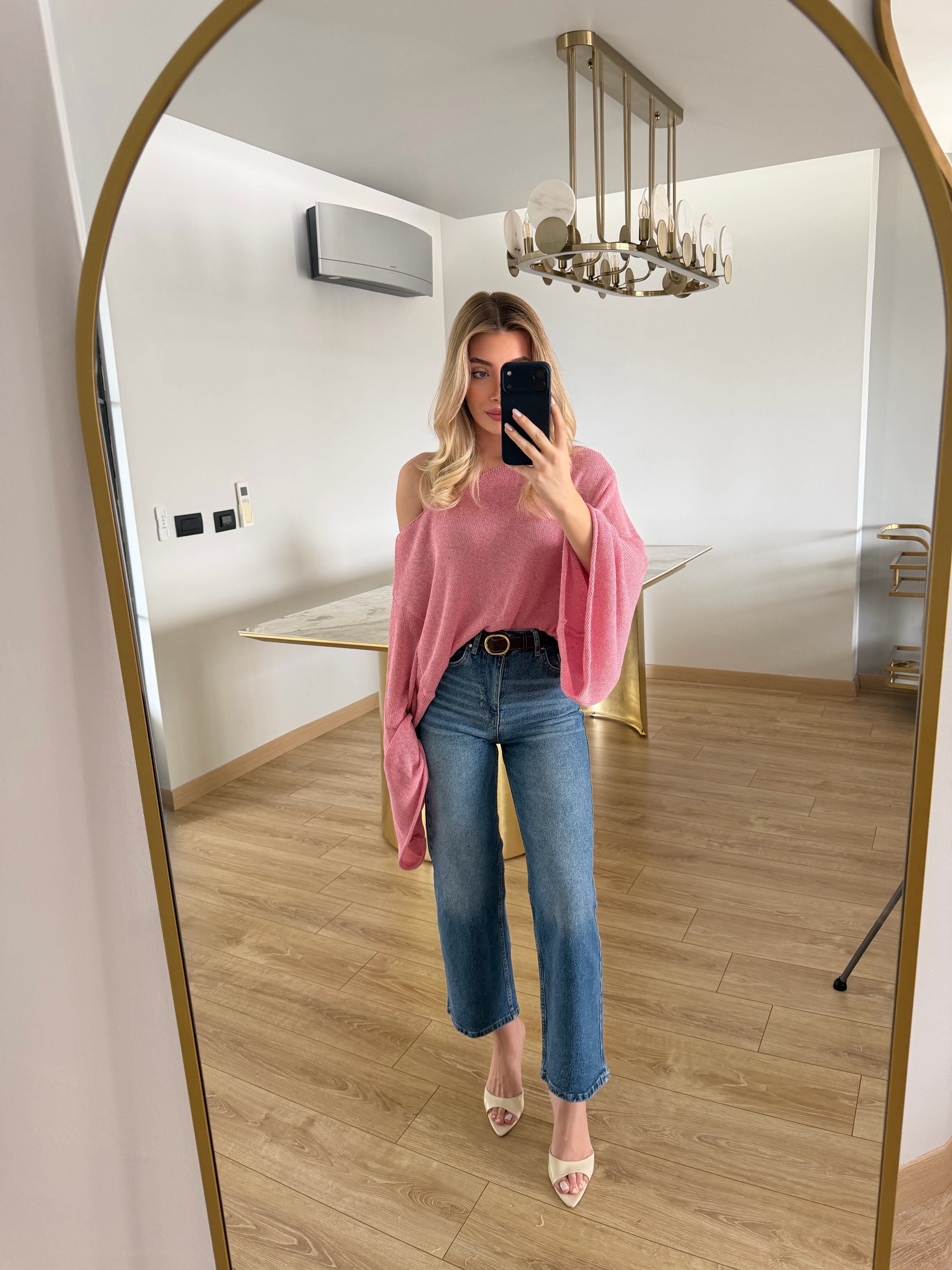 Pembe Yarasa Kol Triko-1048