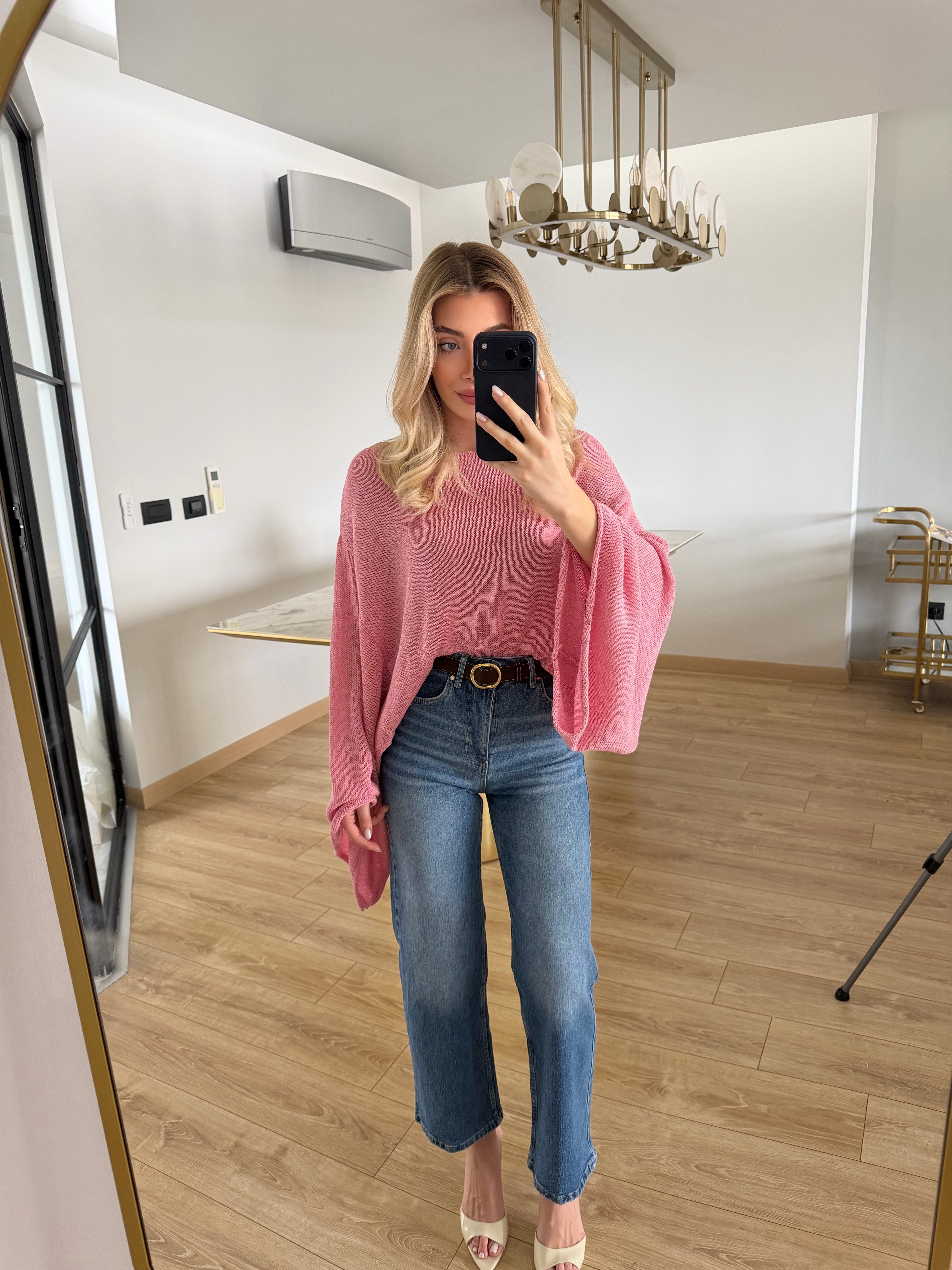 Pembe Yarasa Kol Triko-1048