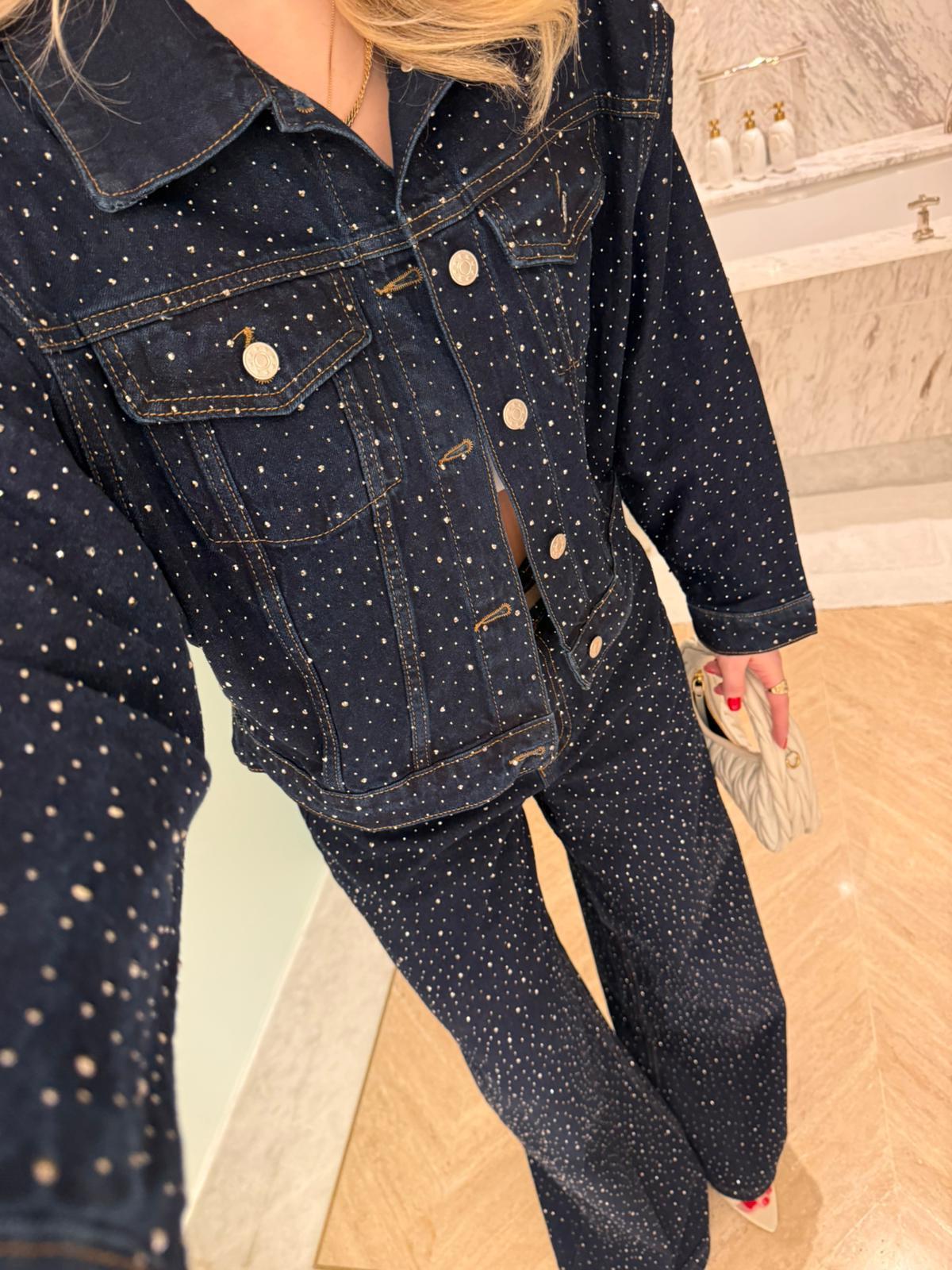 Romis Denim Full Taşlı İkili Takım- Lacivert 