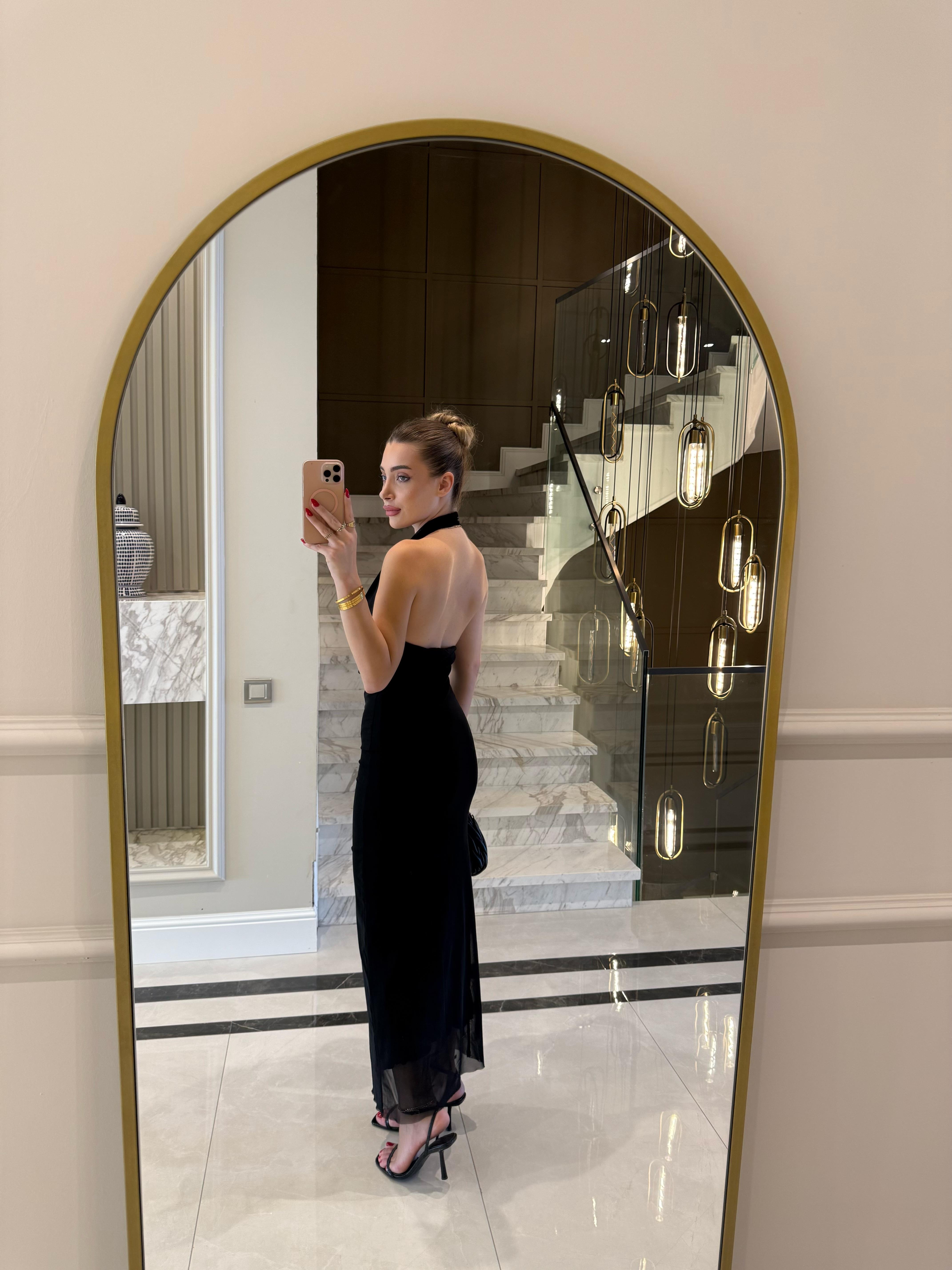 Siyah Batum Elbise -6195